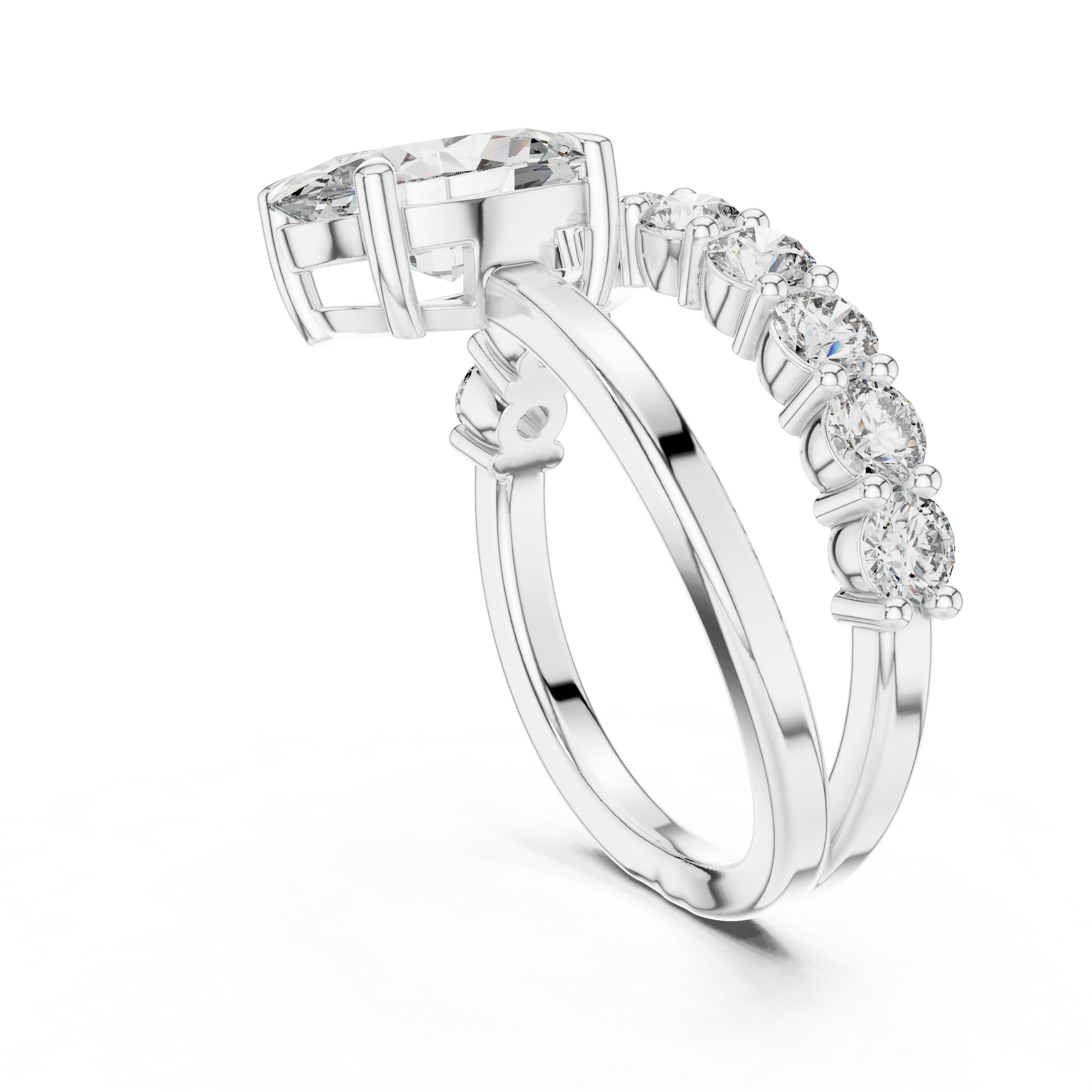 Oval Solitaire Diamond Bypass Engagement Ring