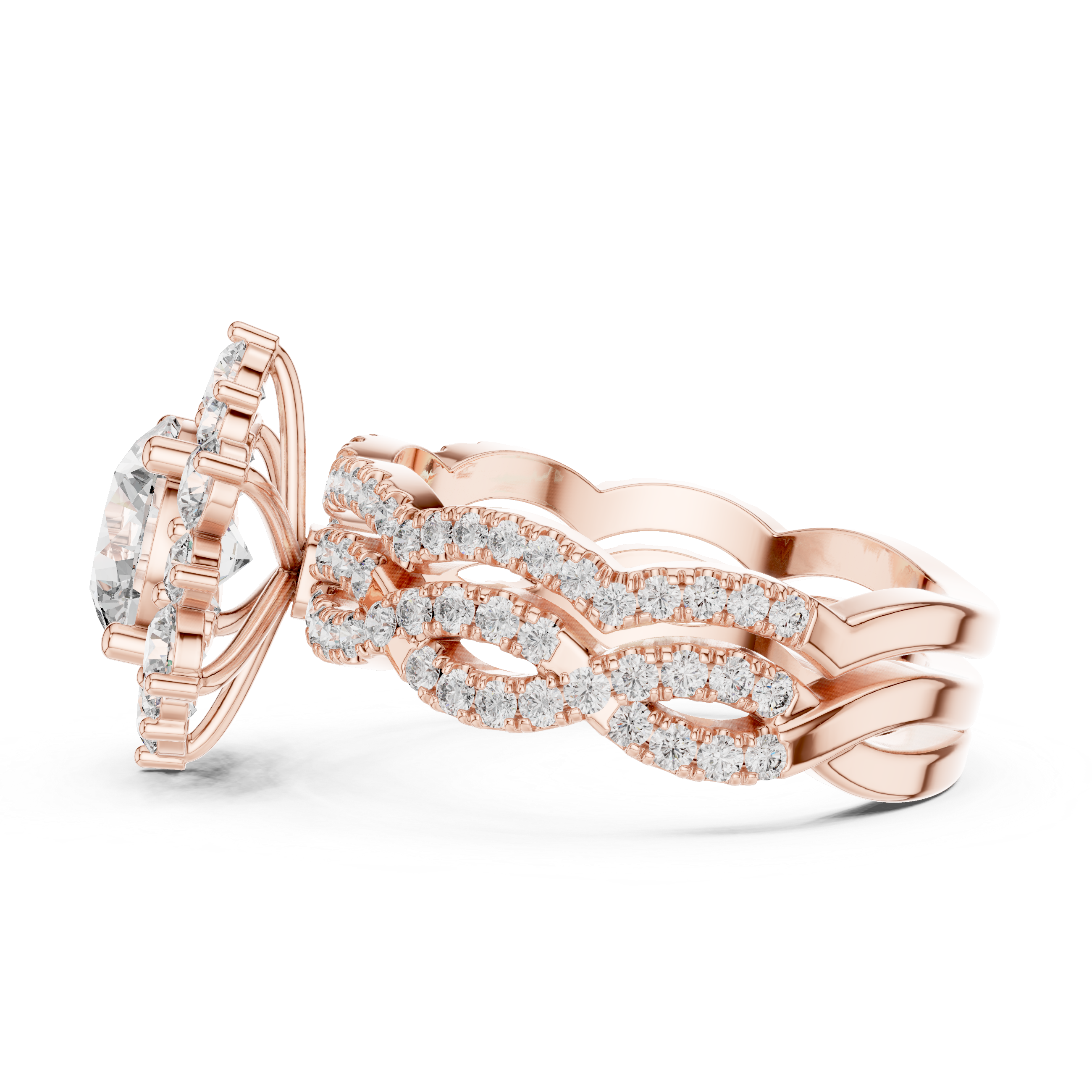 Floral Halo Diamond Engagement Ring