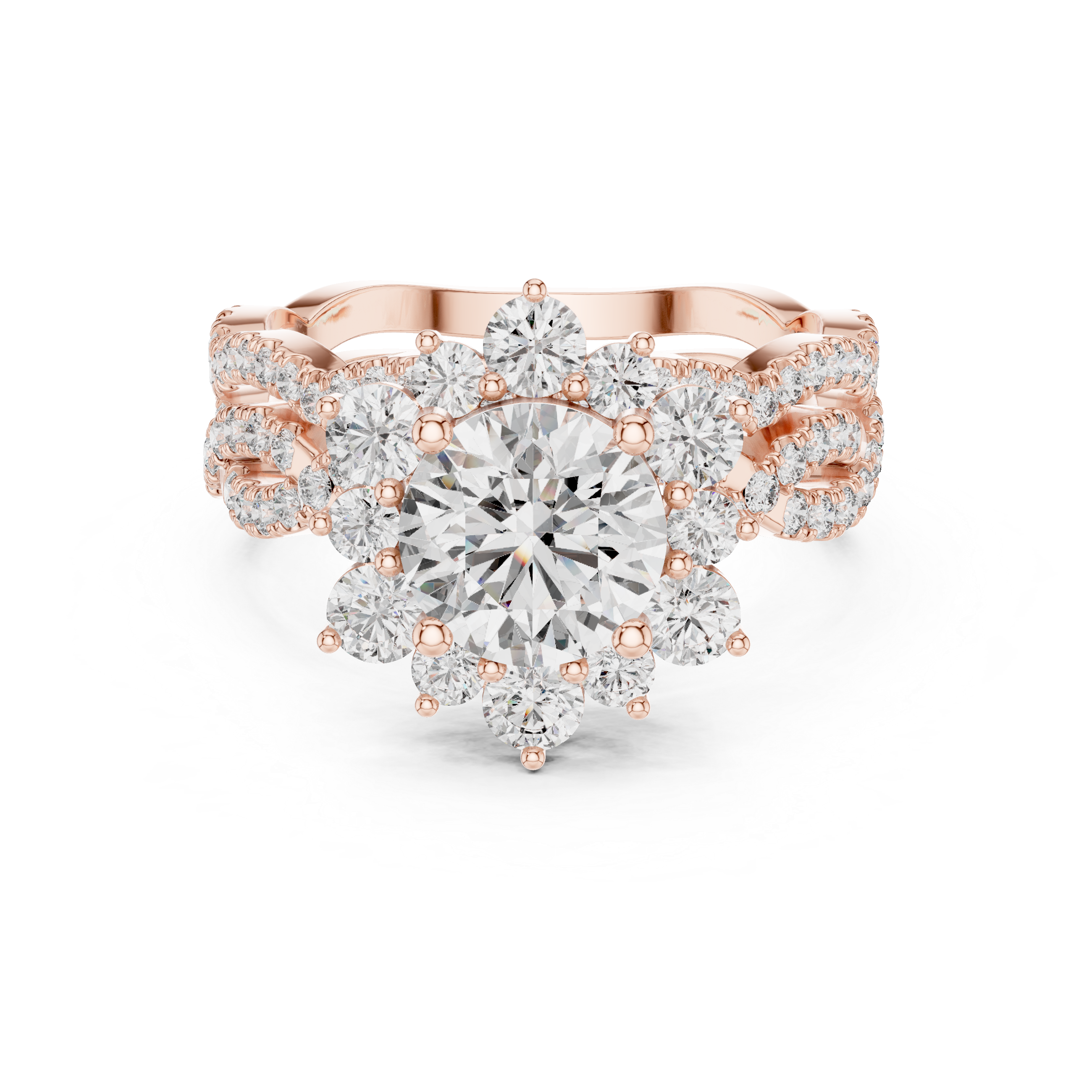 Floral Halo Diamond Engagement Ring