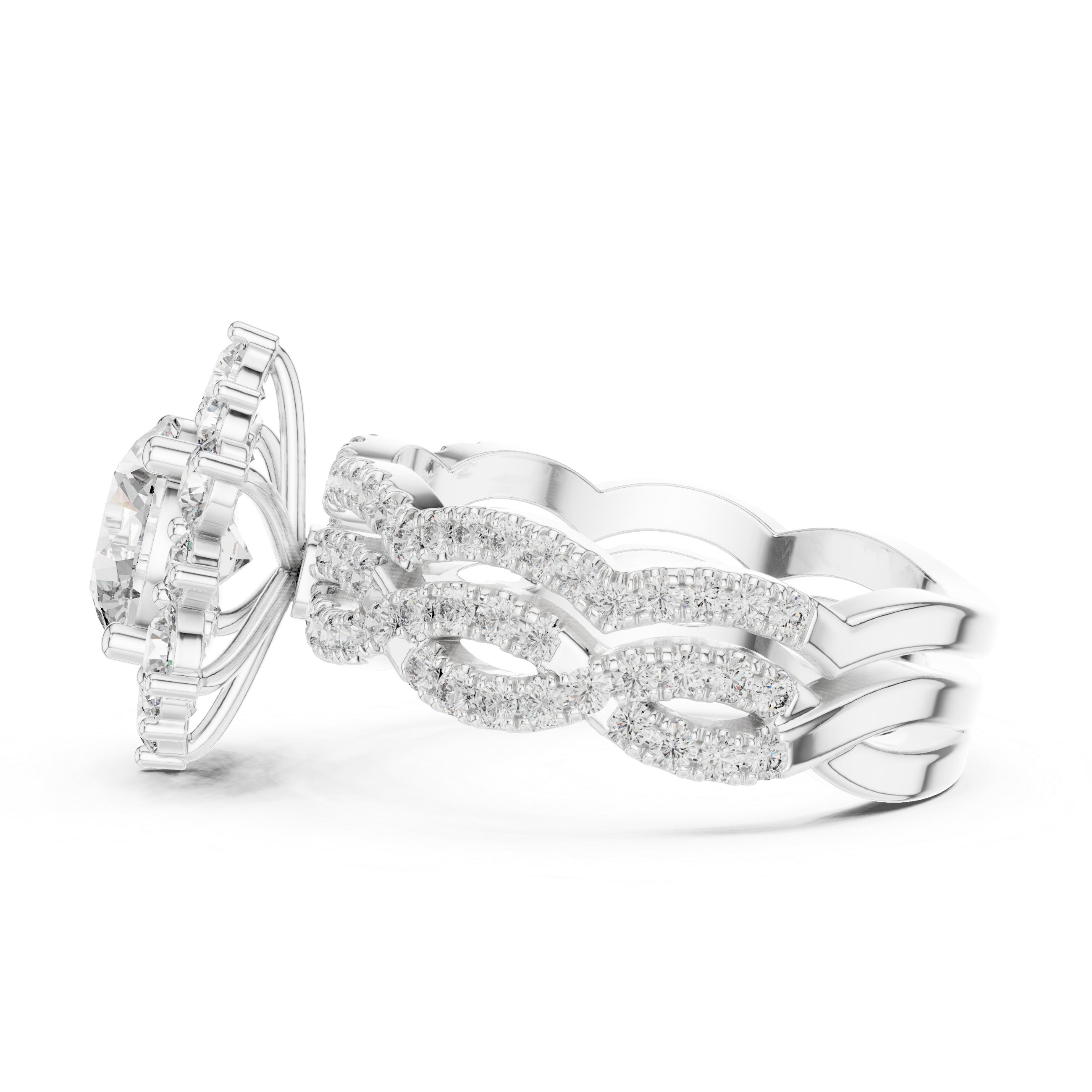 Floral Halo Diamond Engagement Ring