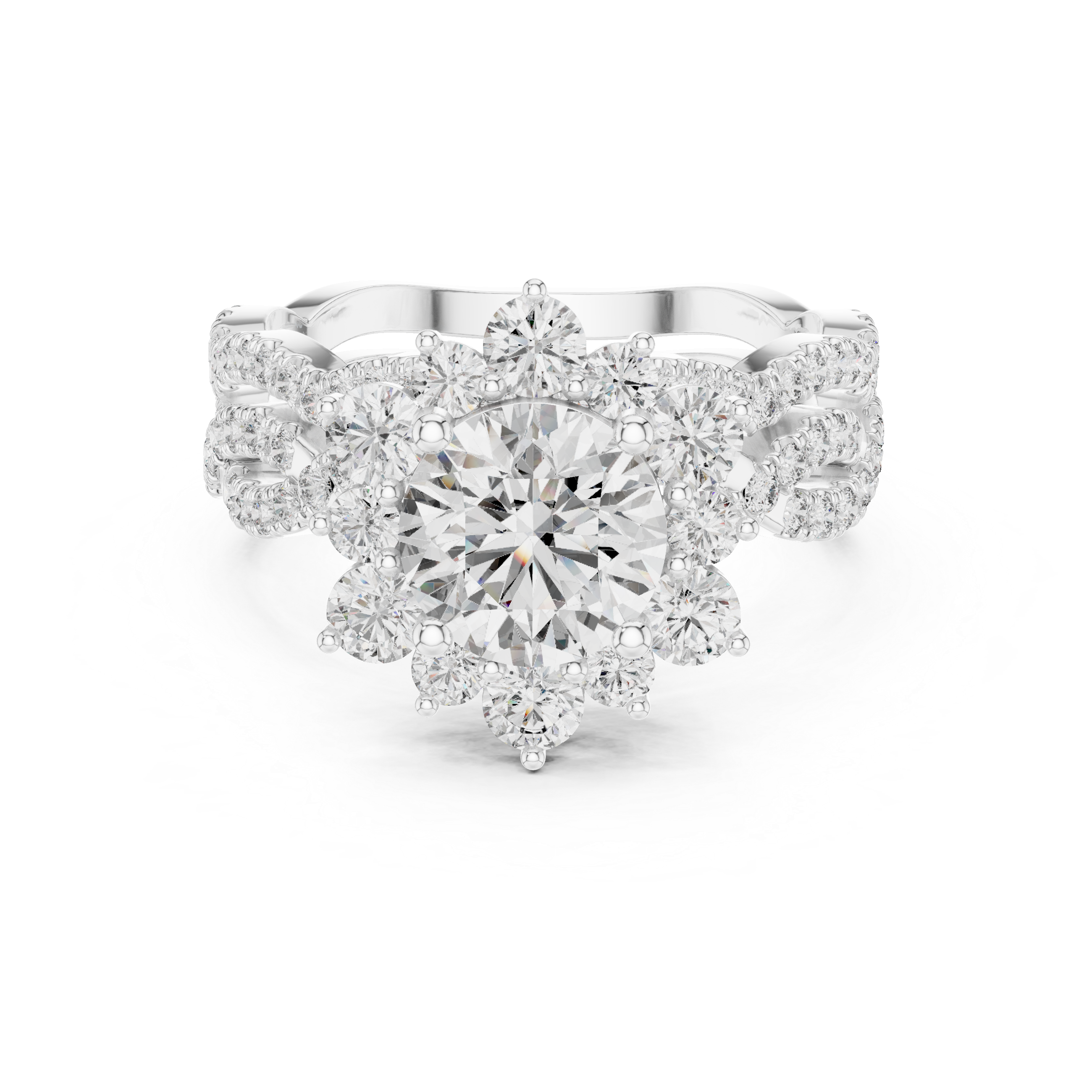 Floral Halo Diamond Engagement Ring