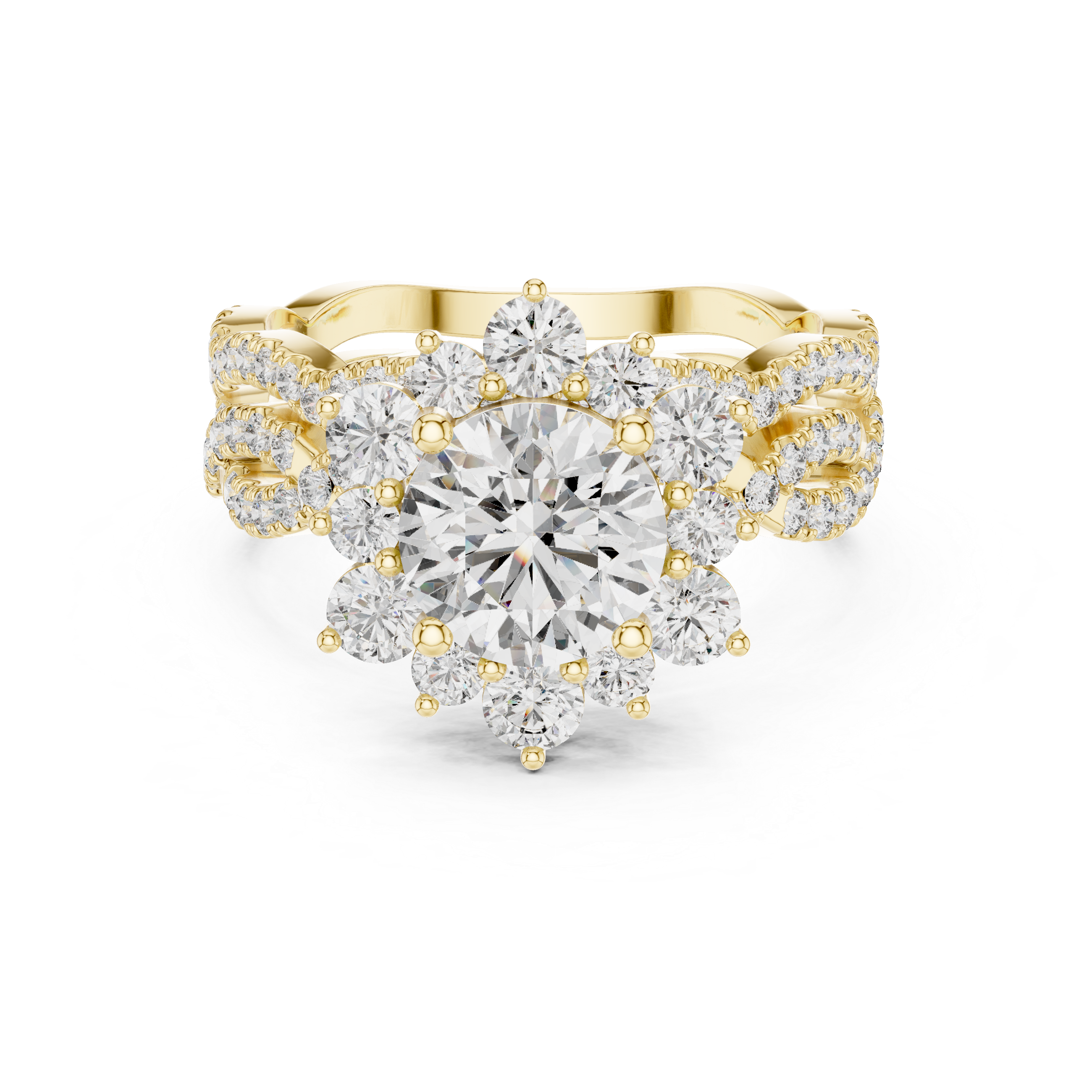 Floral Halo Diamond Engagement Ring