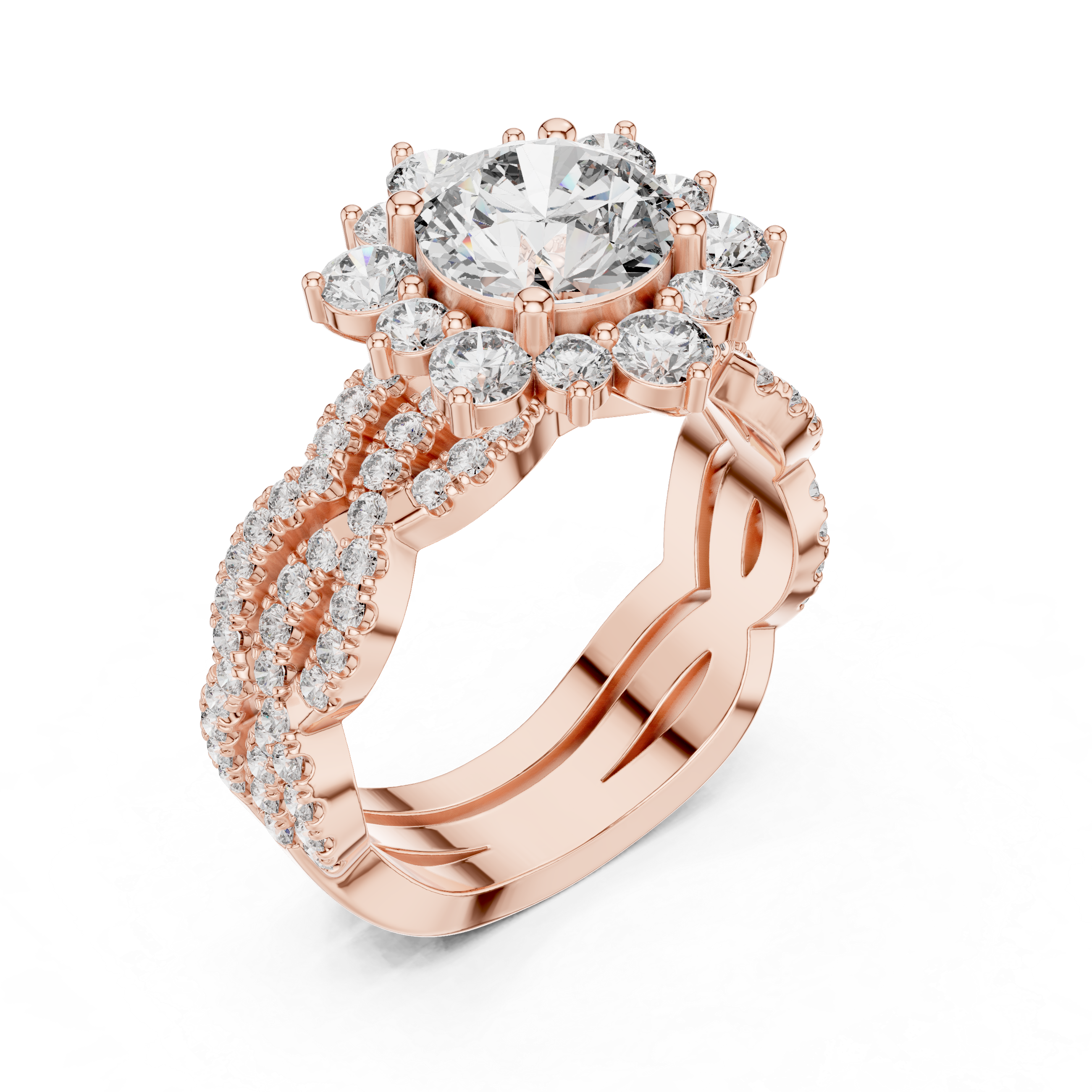 Floral Halo Diamond Engagement Ring