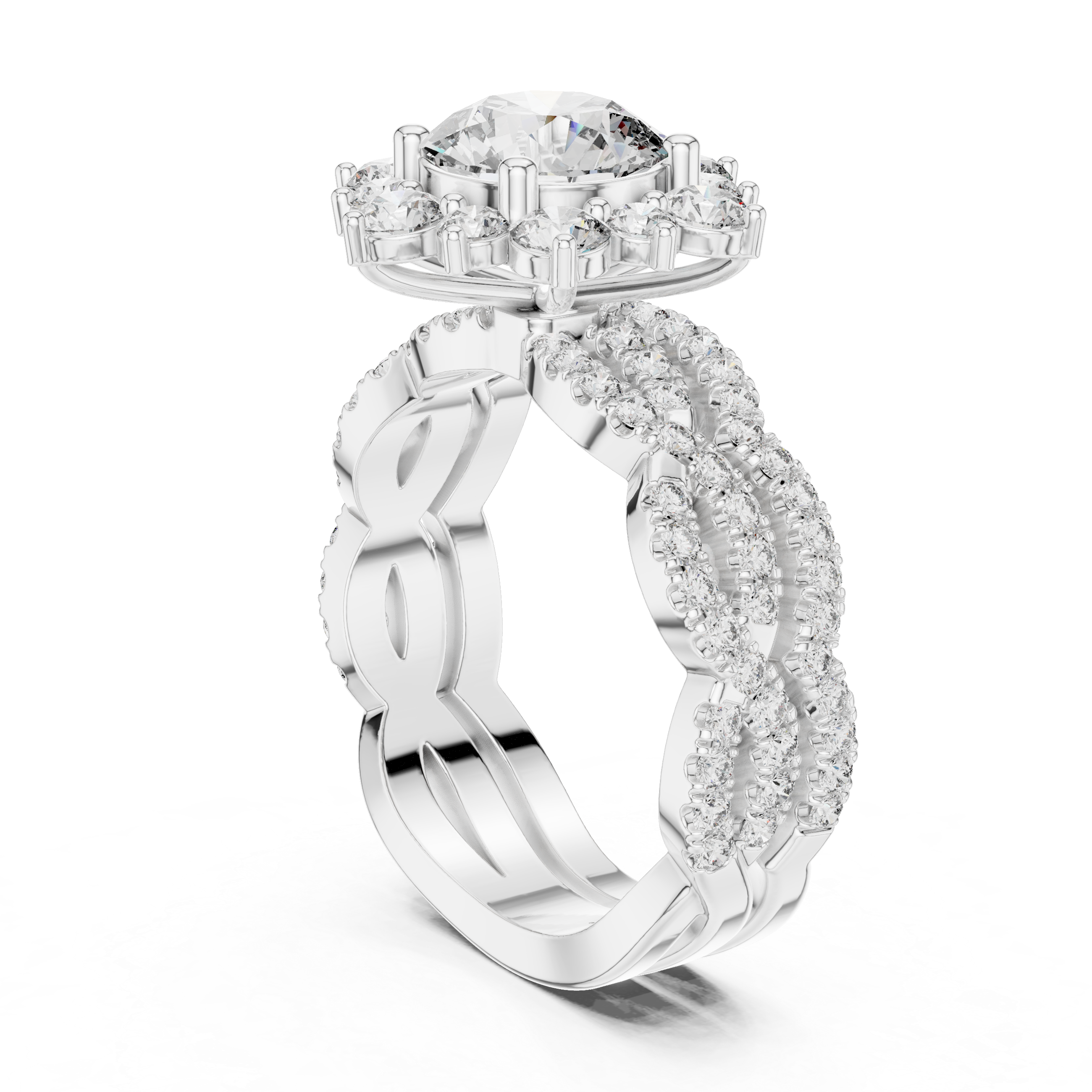 Floral Halo Diamond Engagement Ring