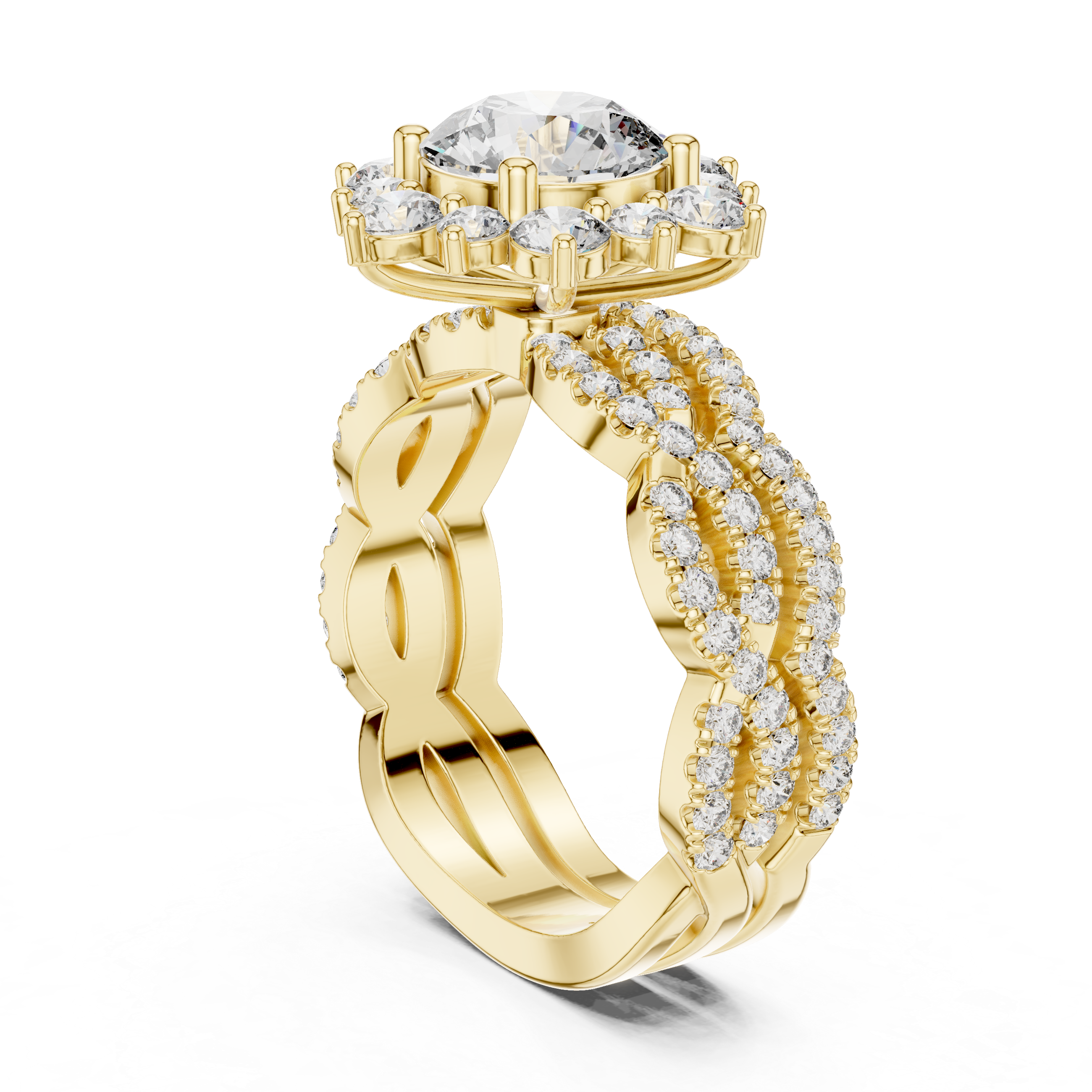 Floral Halo Diamond Engagement Ring