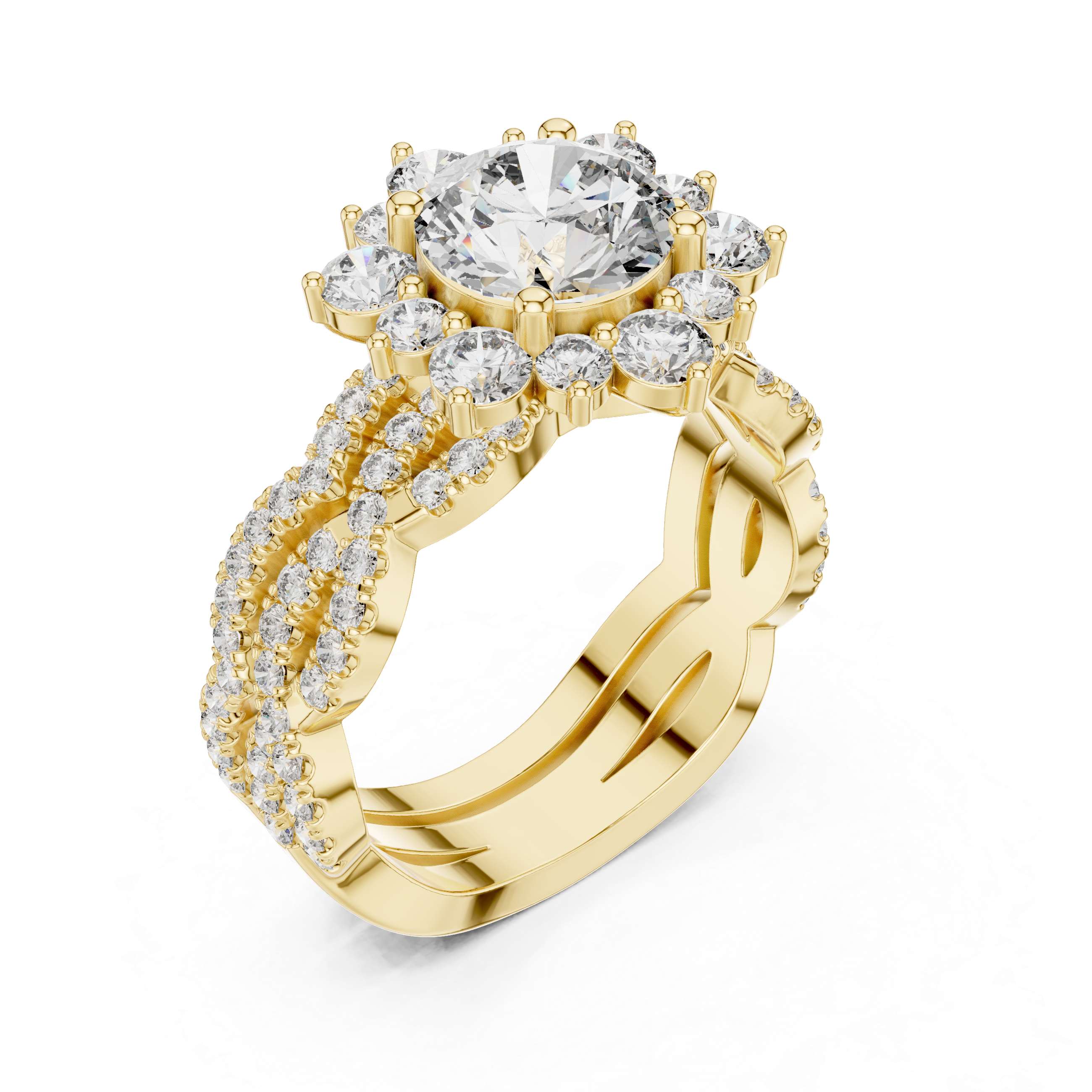 Floral Halo Diamond Engagement Ring
