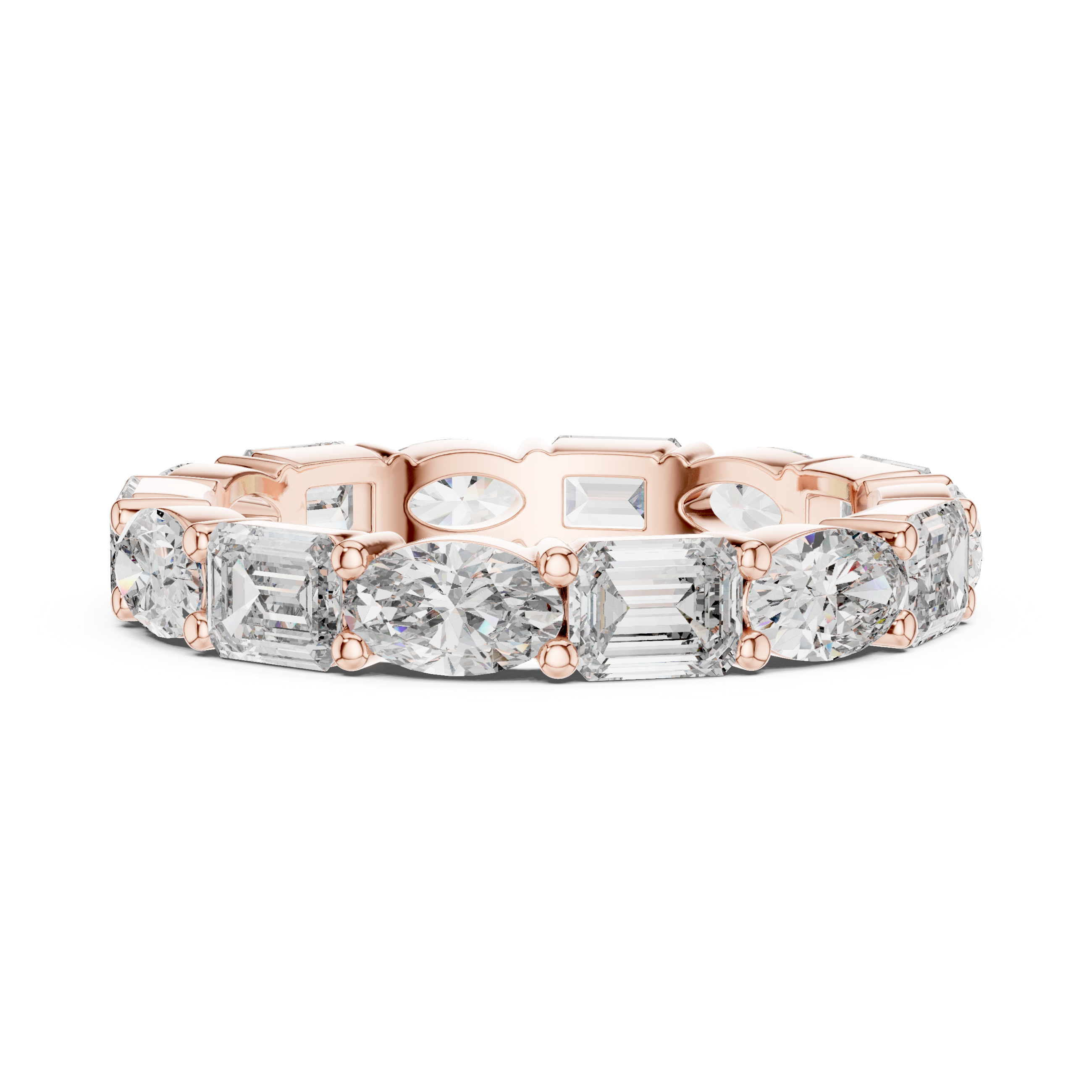 EMRALD AND OVAL  CUTDIAMOND ETERNITY BAND