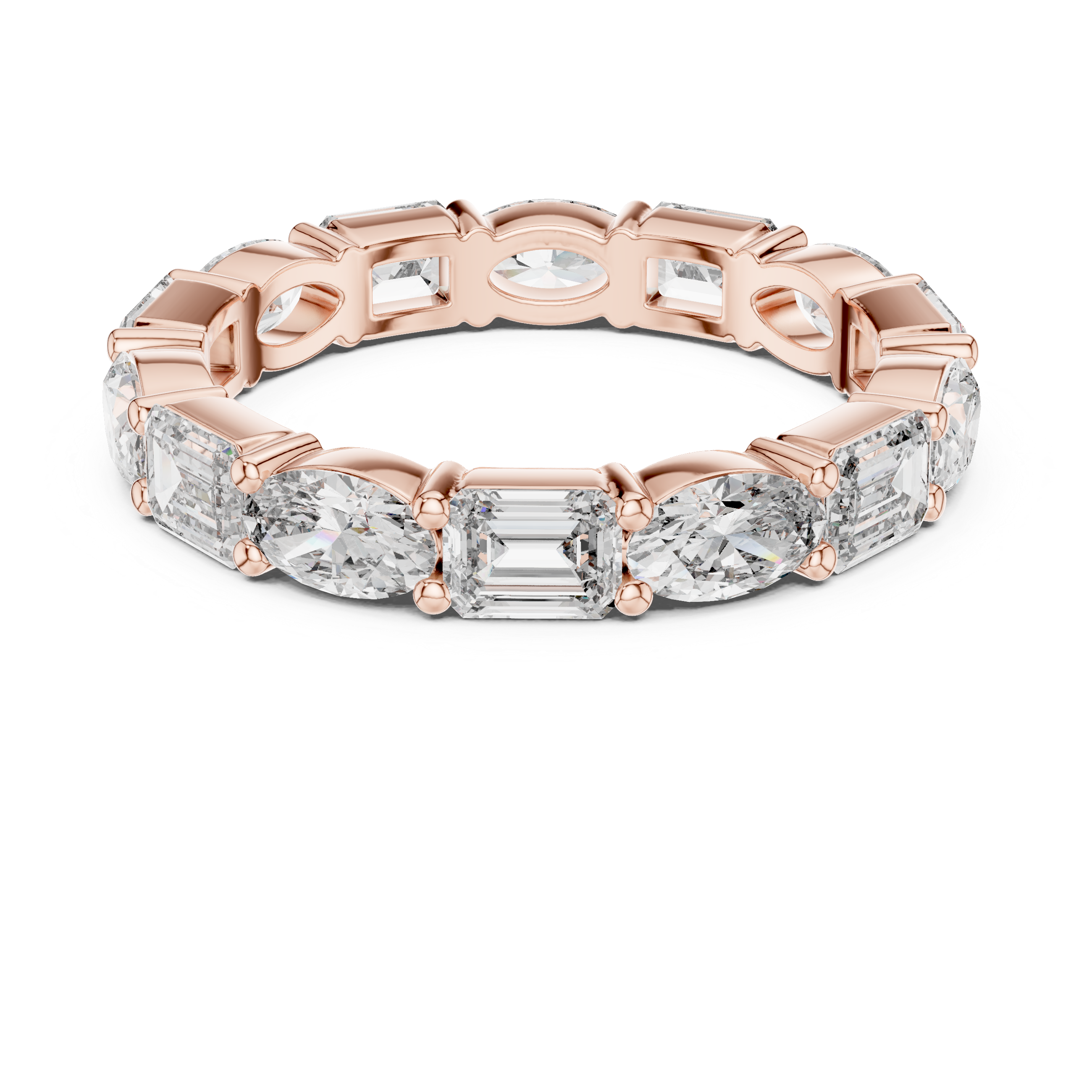 EMRALD AND OVAL  CUTDIAMOND ETERNITY BAND