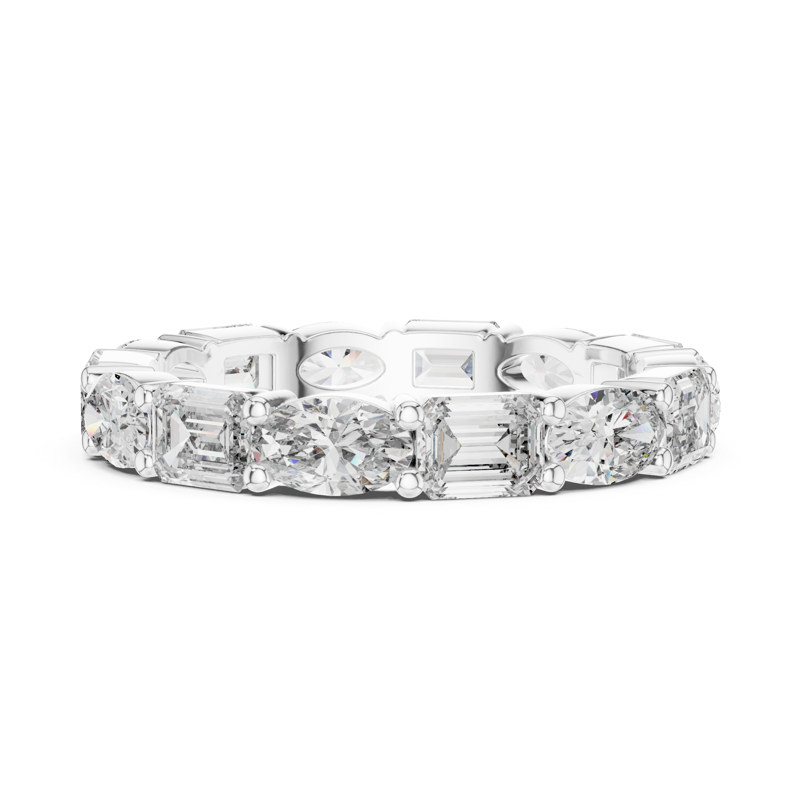 EMRALD AND OVAL  CUTDIAMOND ETERNITY BAND