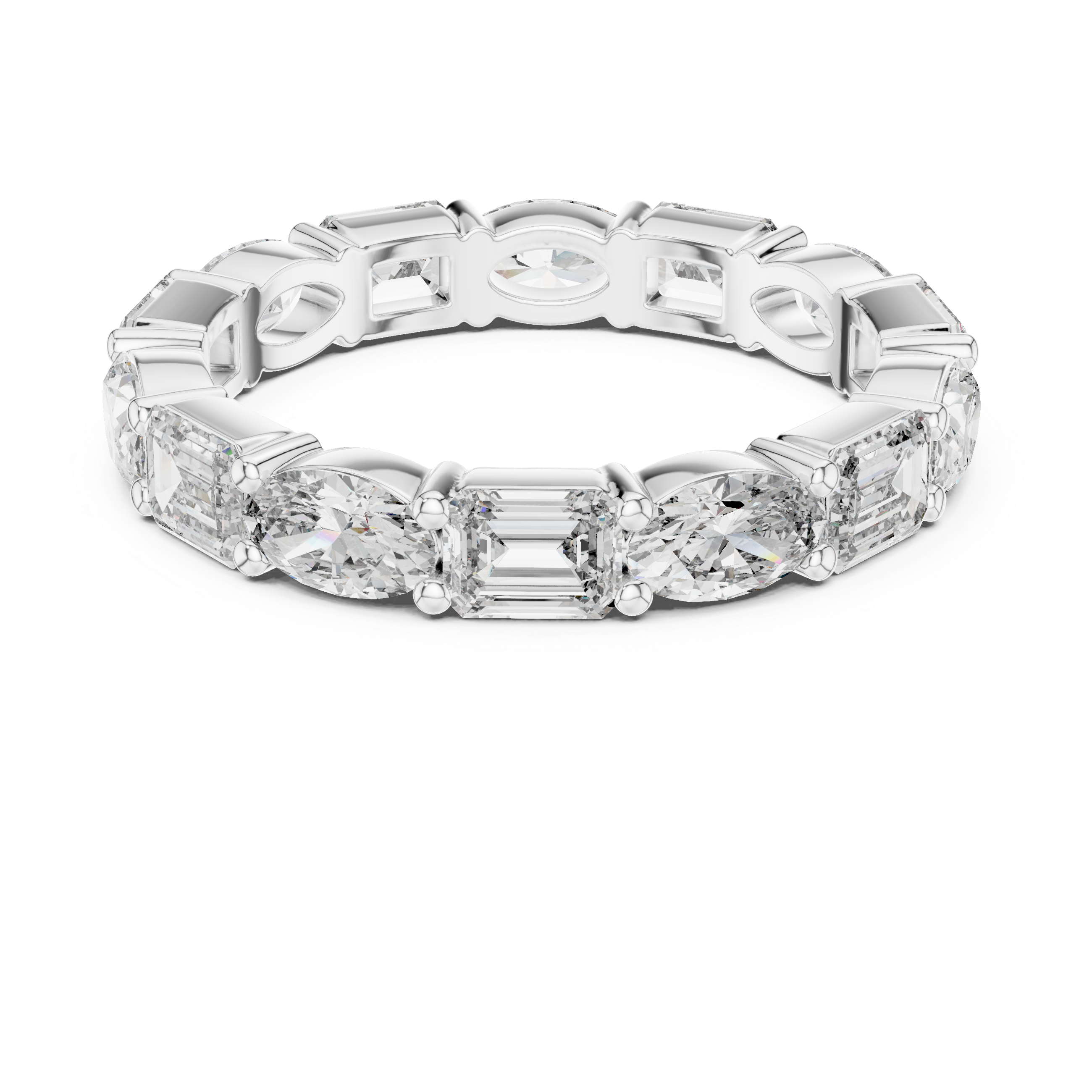 EMRALD AND OVAL  CUTDIAMOND ETERNITY BAND