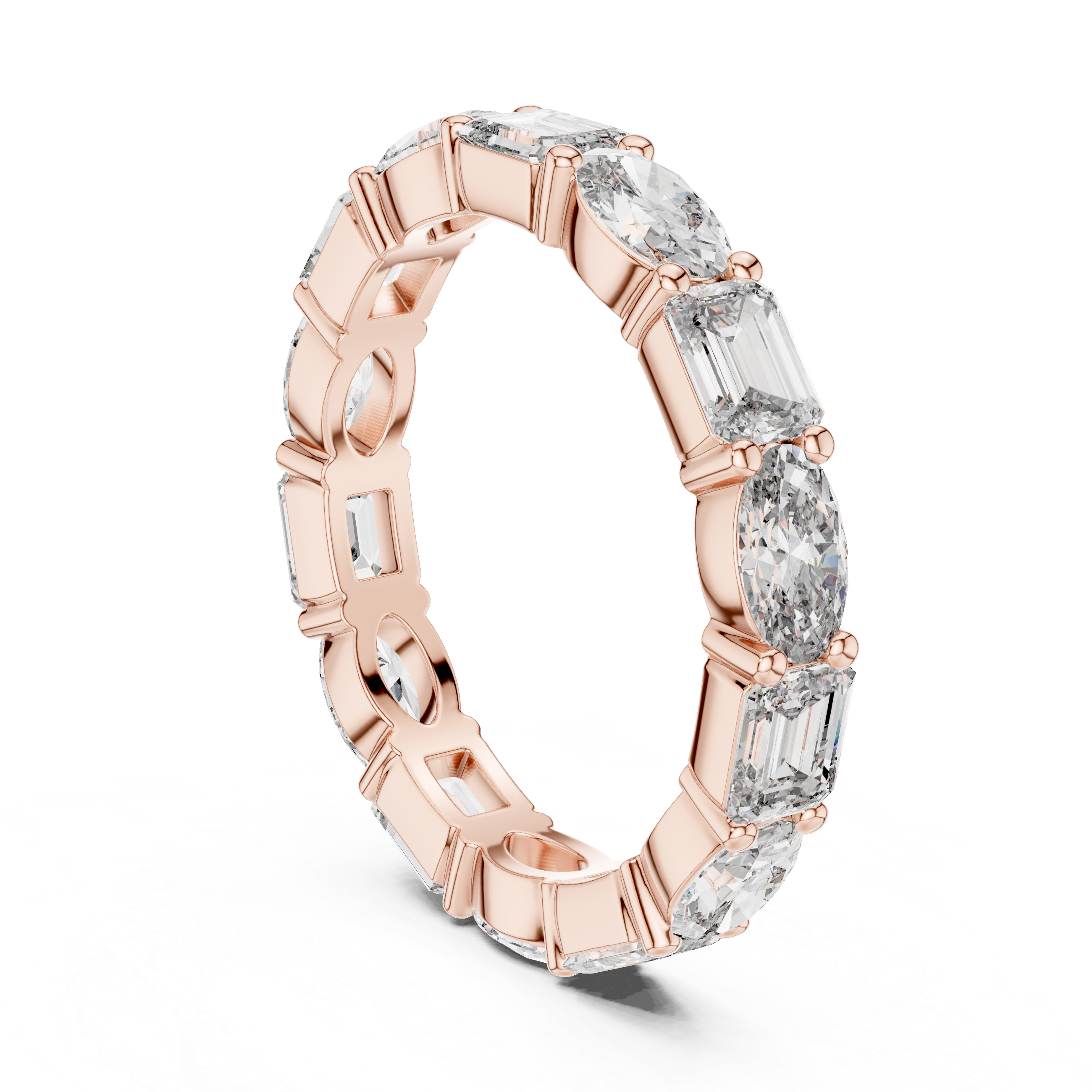 EMRALD AND OVAL  CUTDIAMOND ETERNITY BAND
