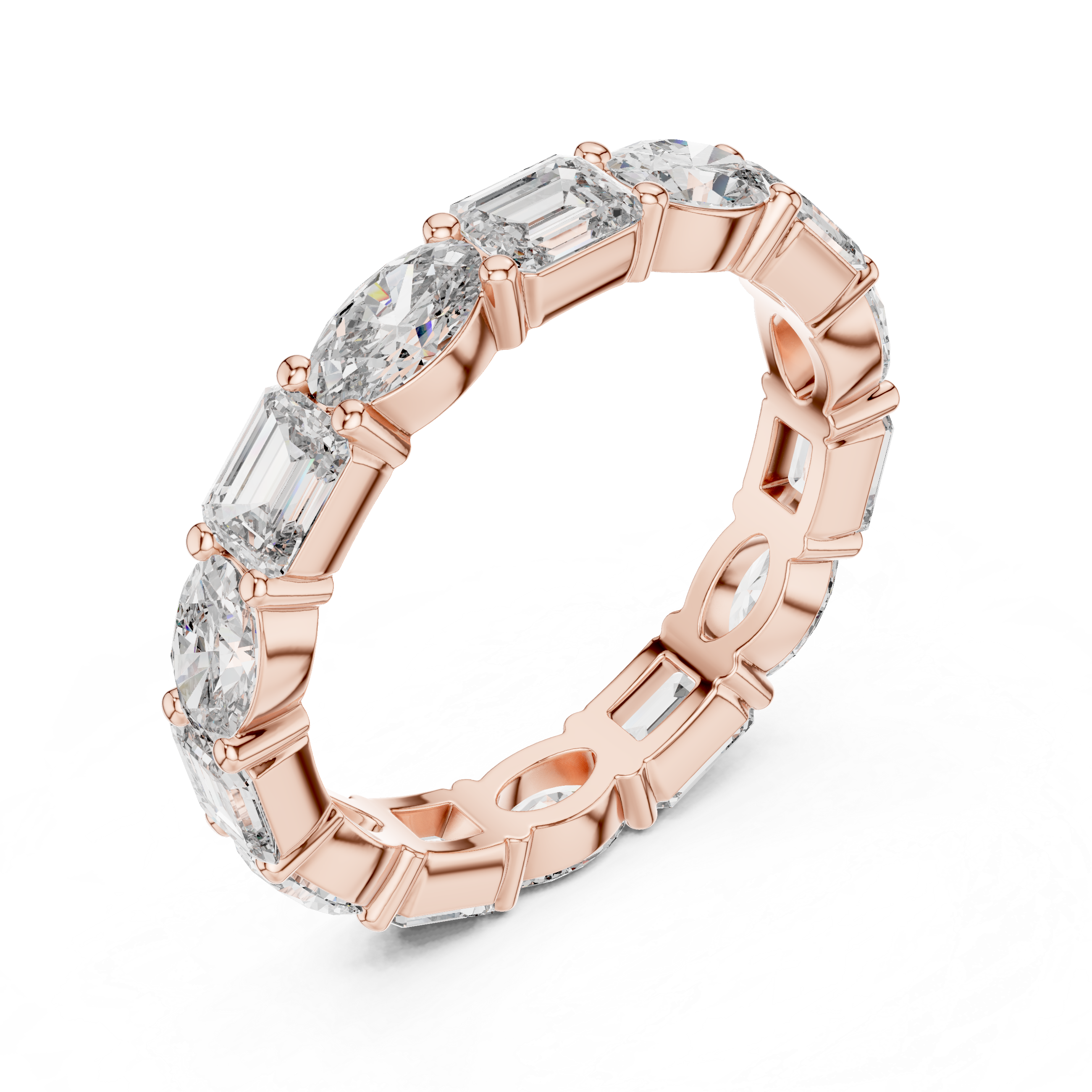 EMRALD AND OVAL  CUTDIAMOND ETERNITY BAND