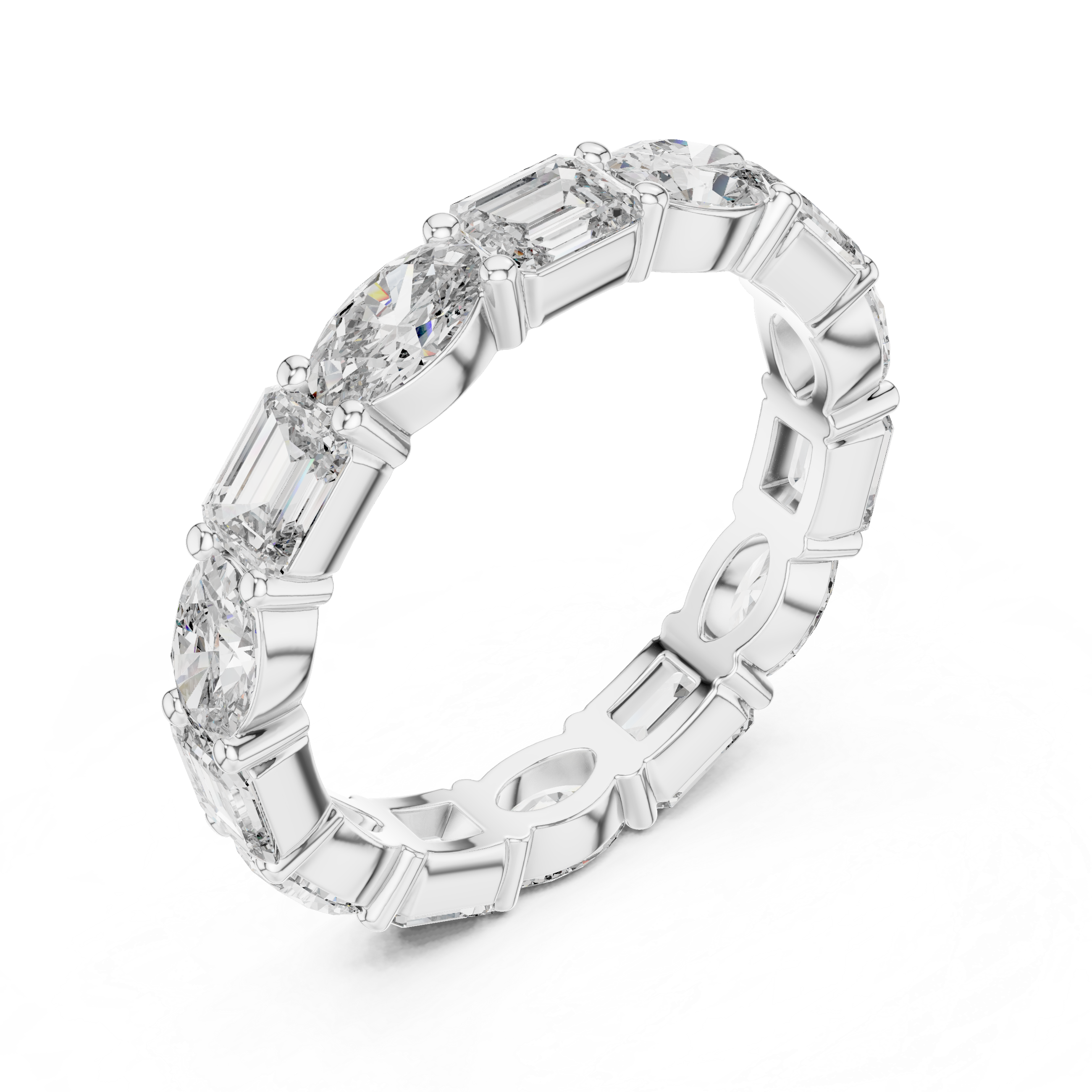 EMRALD AND OVAL  CUTDIAMOND ETERNITY BAND