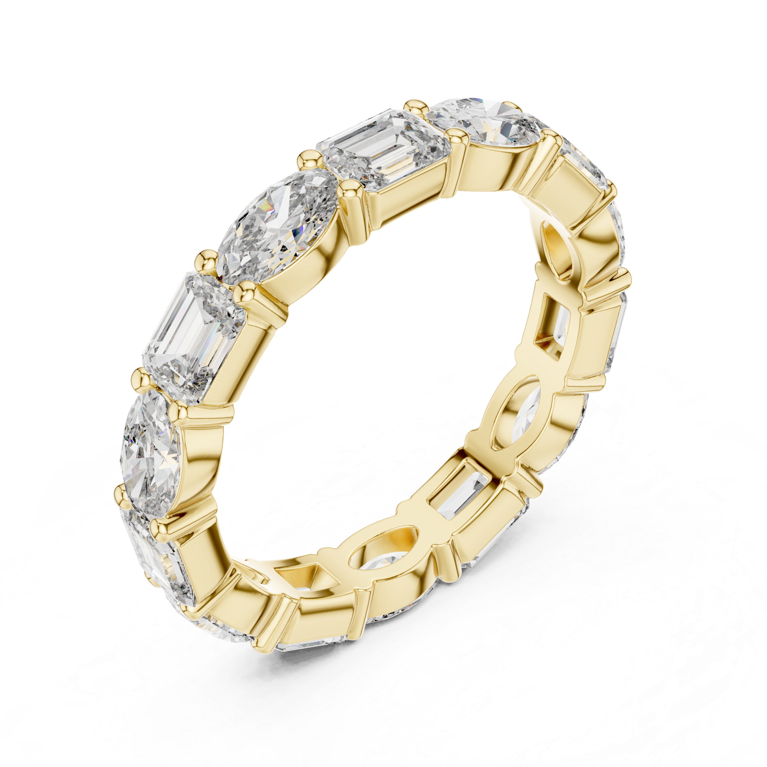 EMRALD AND OVAL  CUTDIAMOND ETERNITY BAND