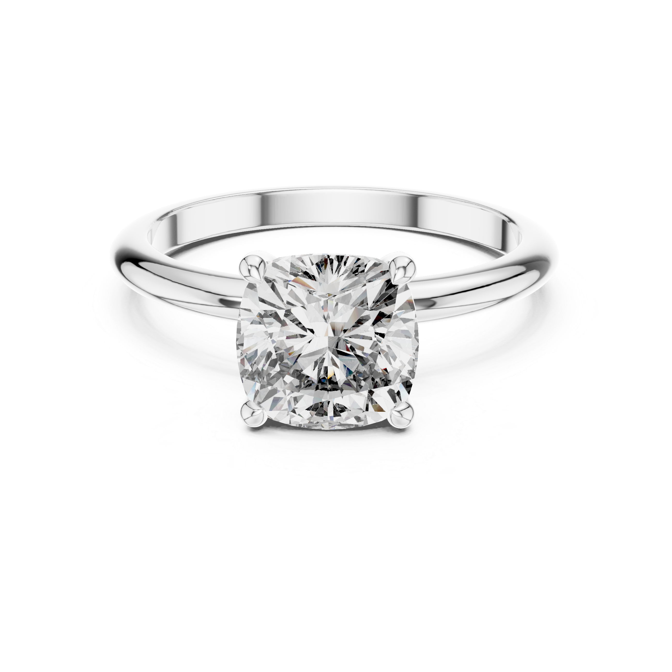 Classic Cushion Cut Solitaire Diamond Engagement Ring