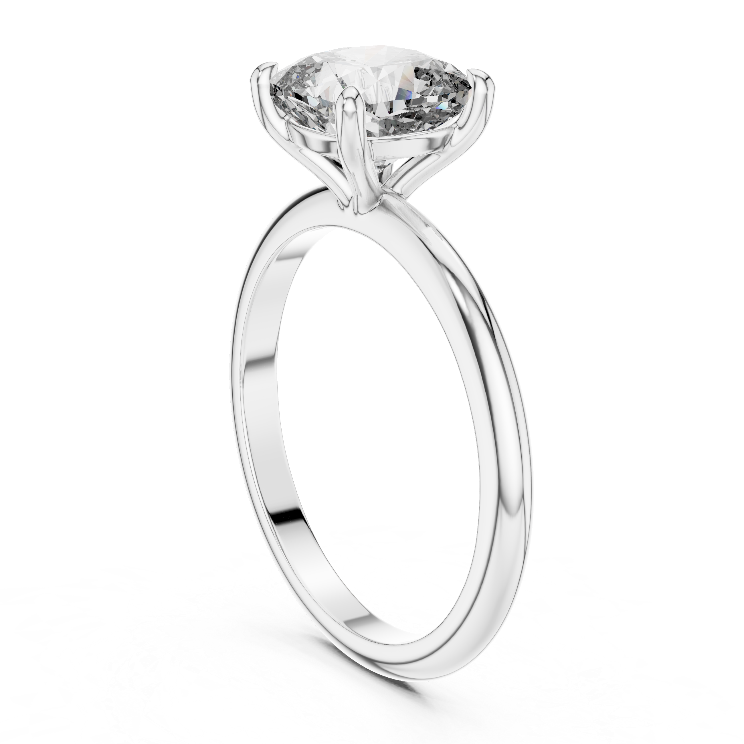 Classic Cushion Cut Solitaire Diamond Engagement Ring