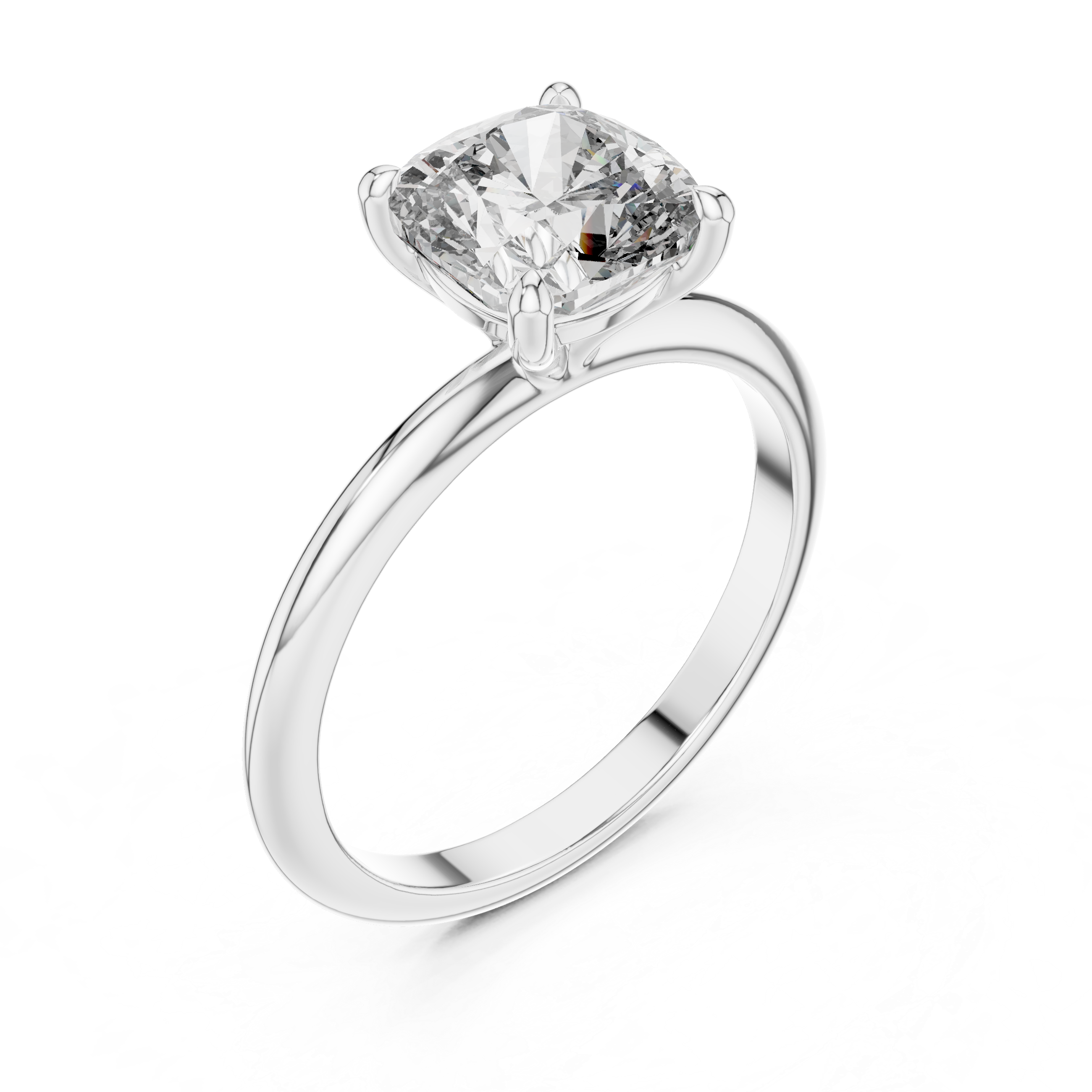 Classic Cushion Cut Solitaire Diamond Engagement Ring