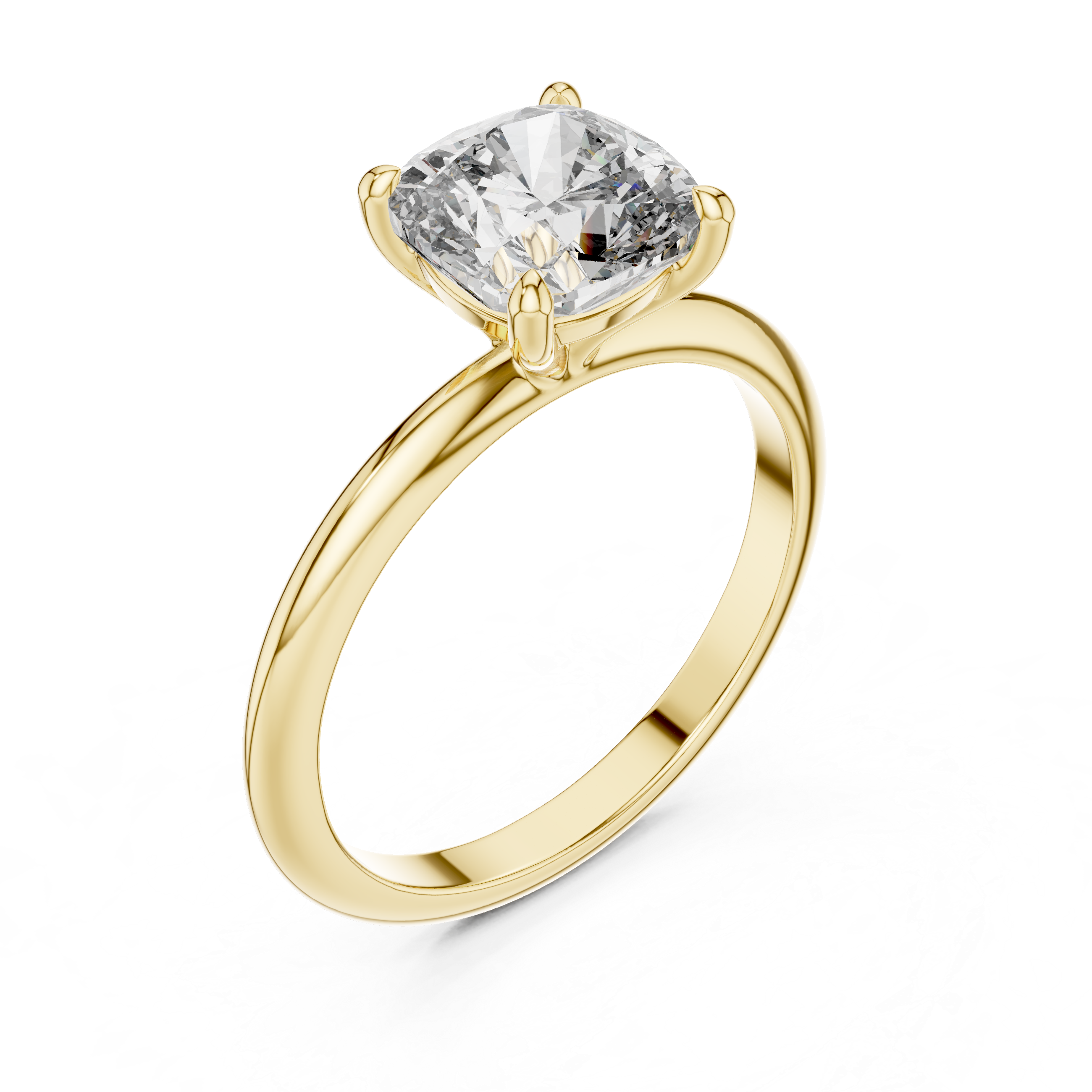 Classic Cushion Cut Solitaire Diamond Engagement Ring