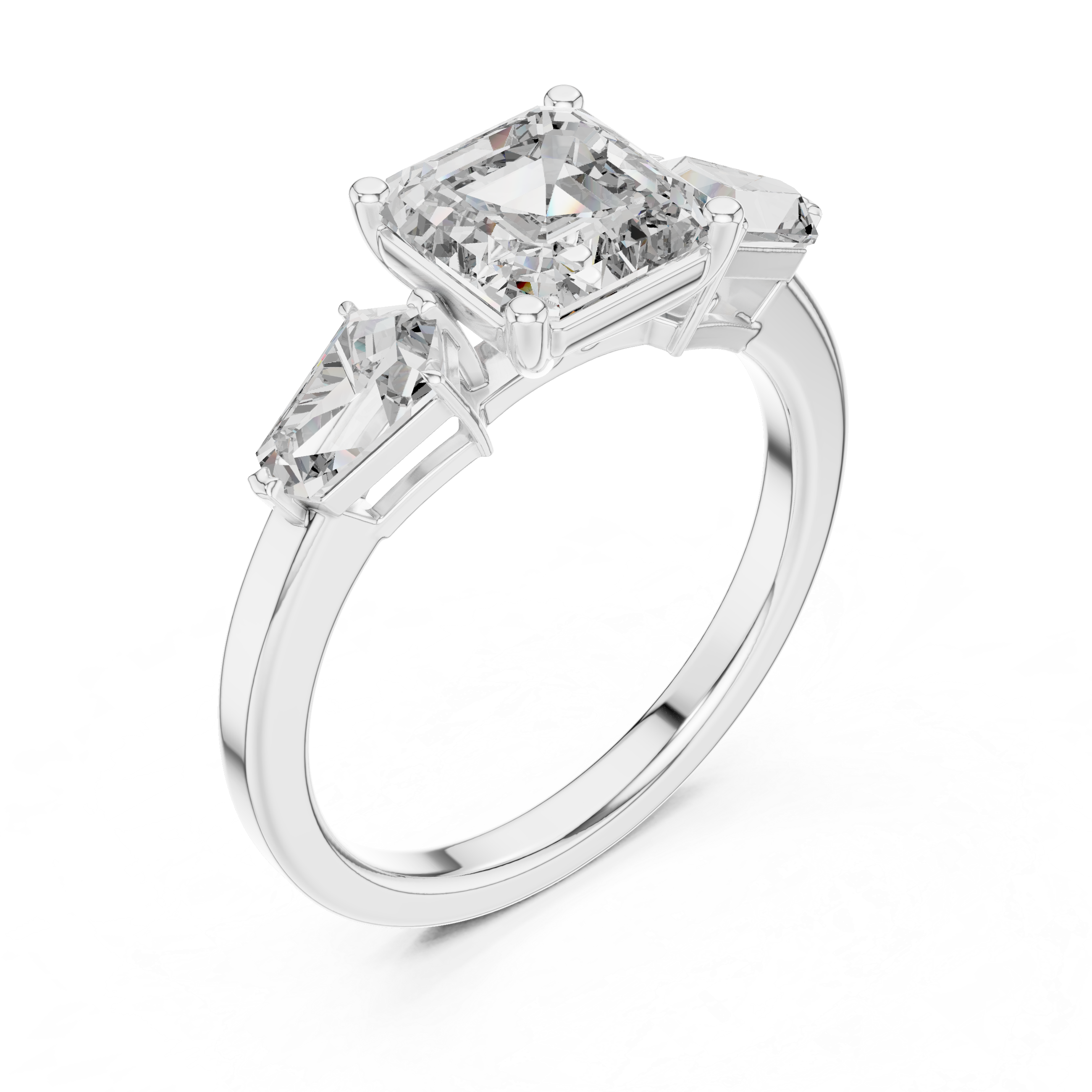 Three Stone Emerald Diamond Ring