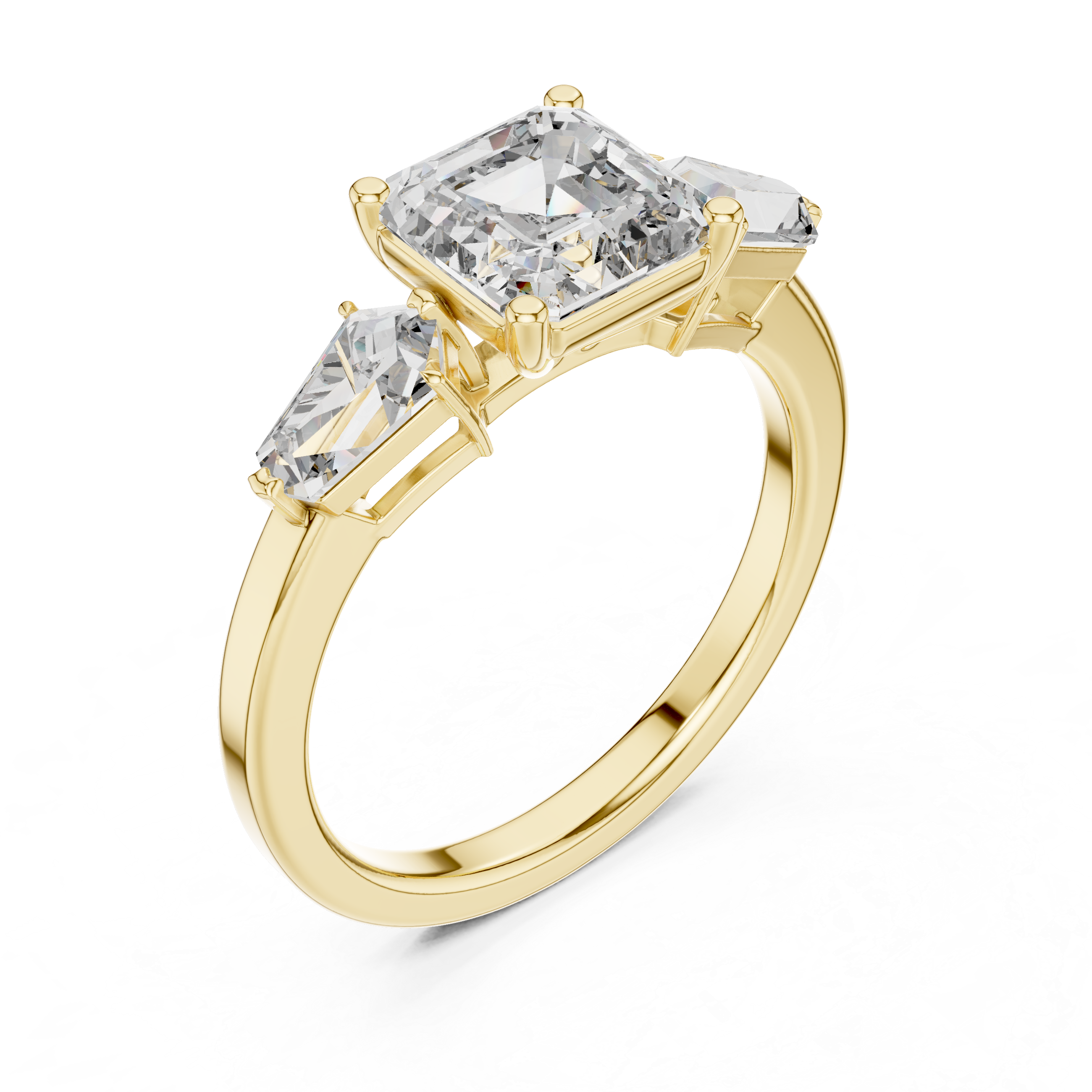 Three Stone Emerald Diamond Ring