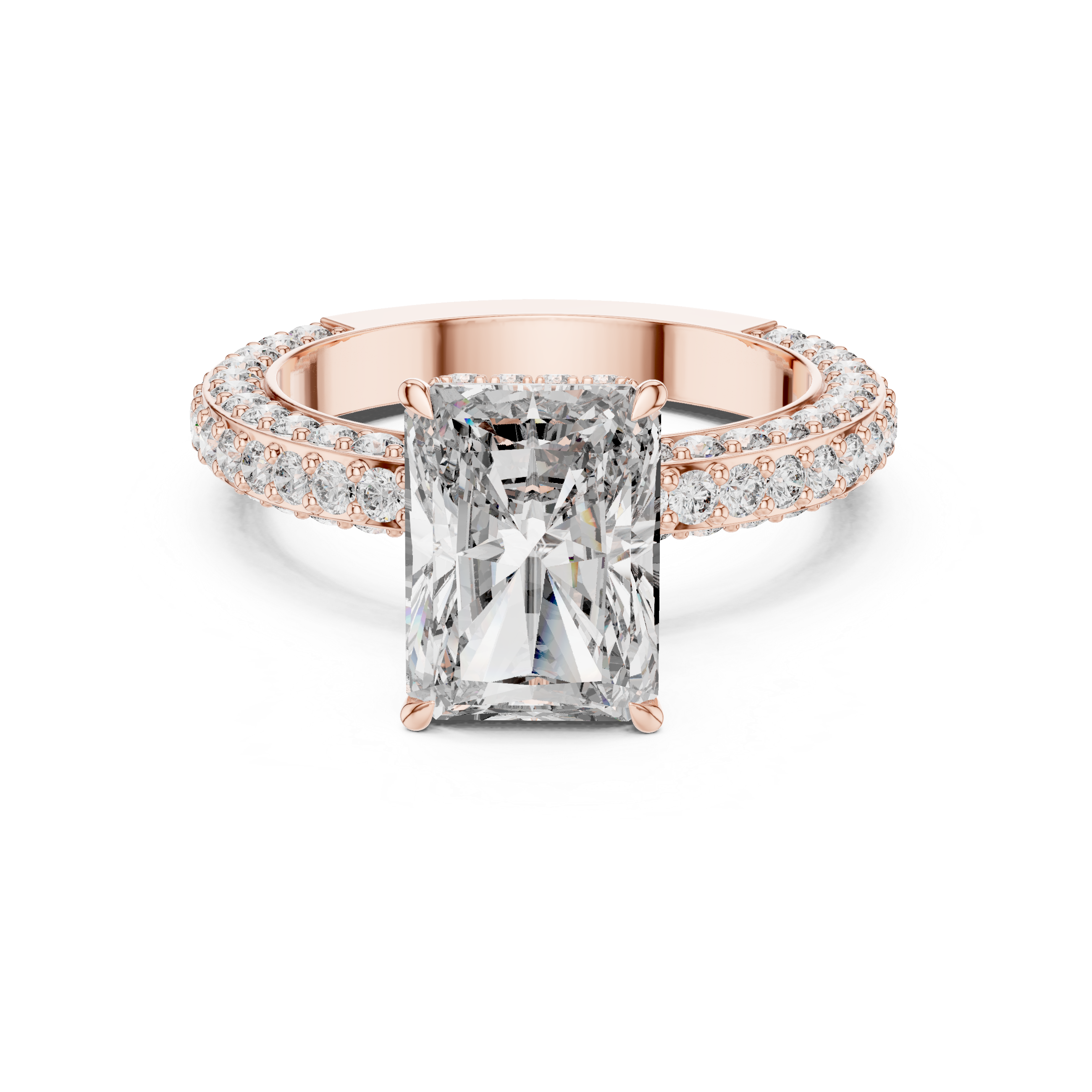 Radiant Cut Hidden Halo Diamond Engagement Ring