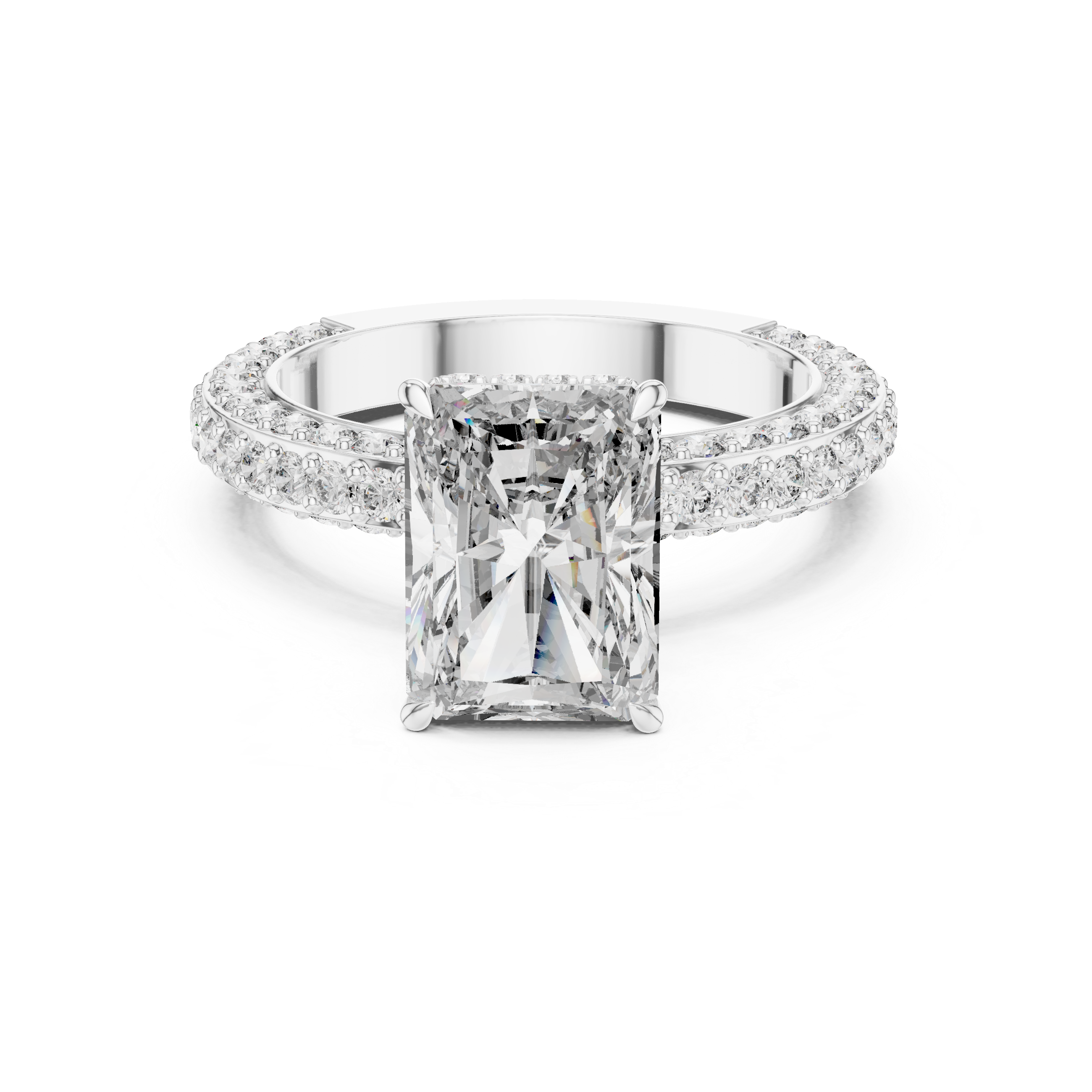 Radiant Cut Hidden Halo Diamond Engagement Ring