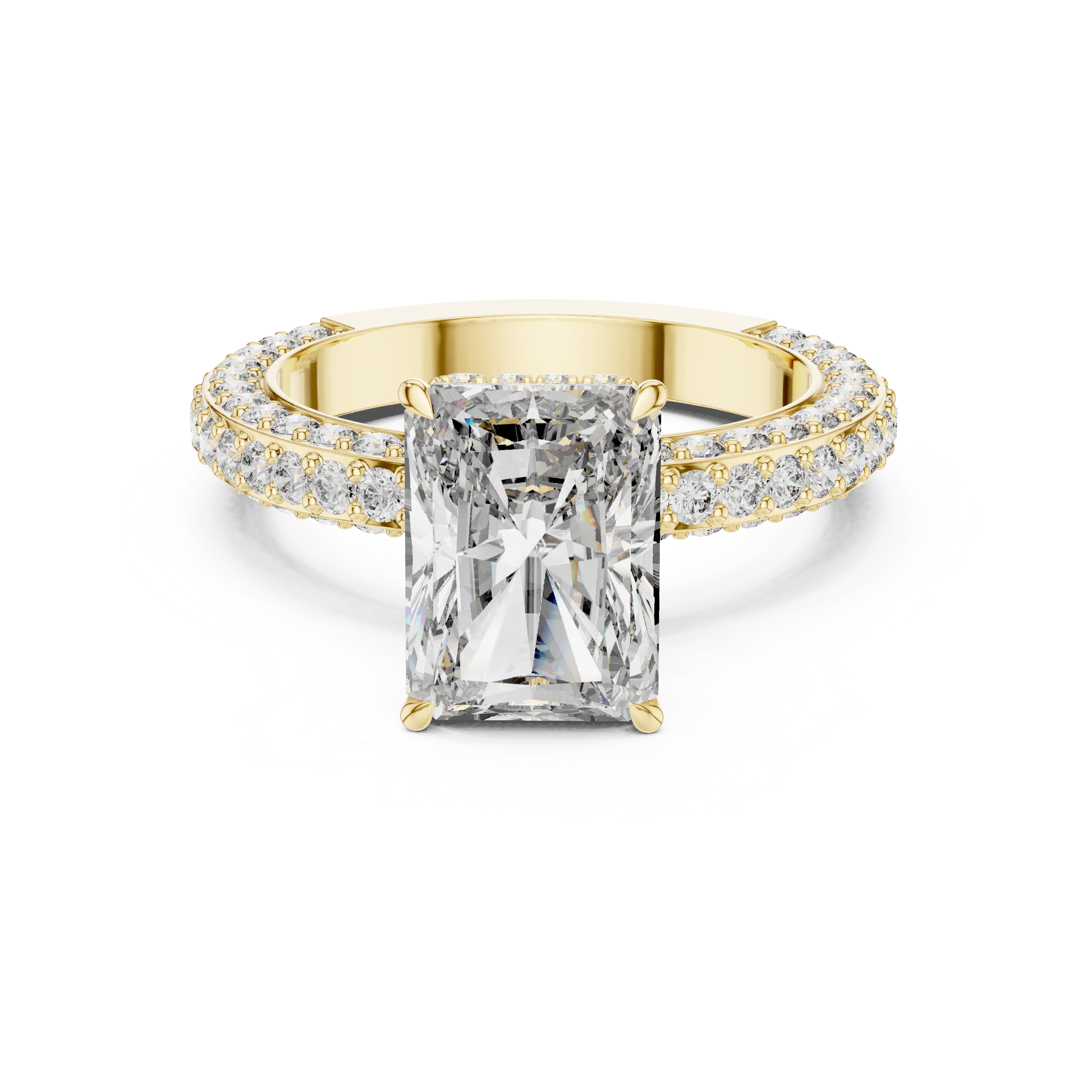 Radiant Cut Hidden Halo Diamond Engagement Ring