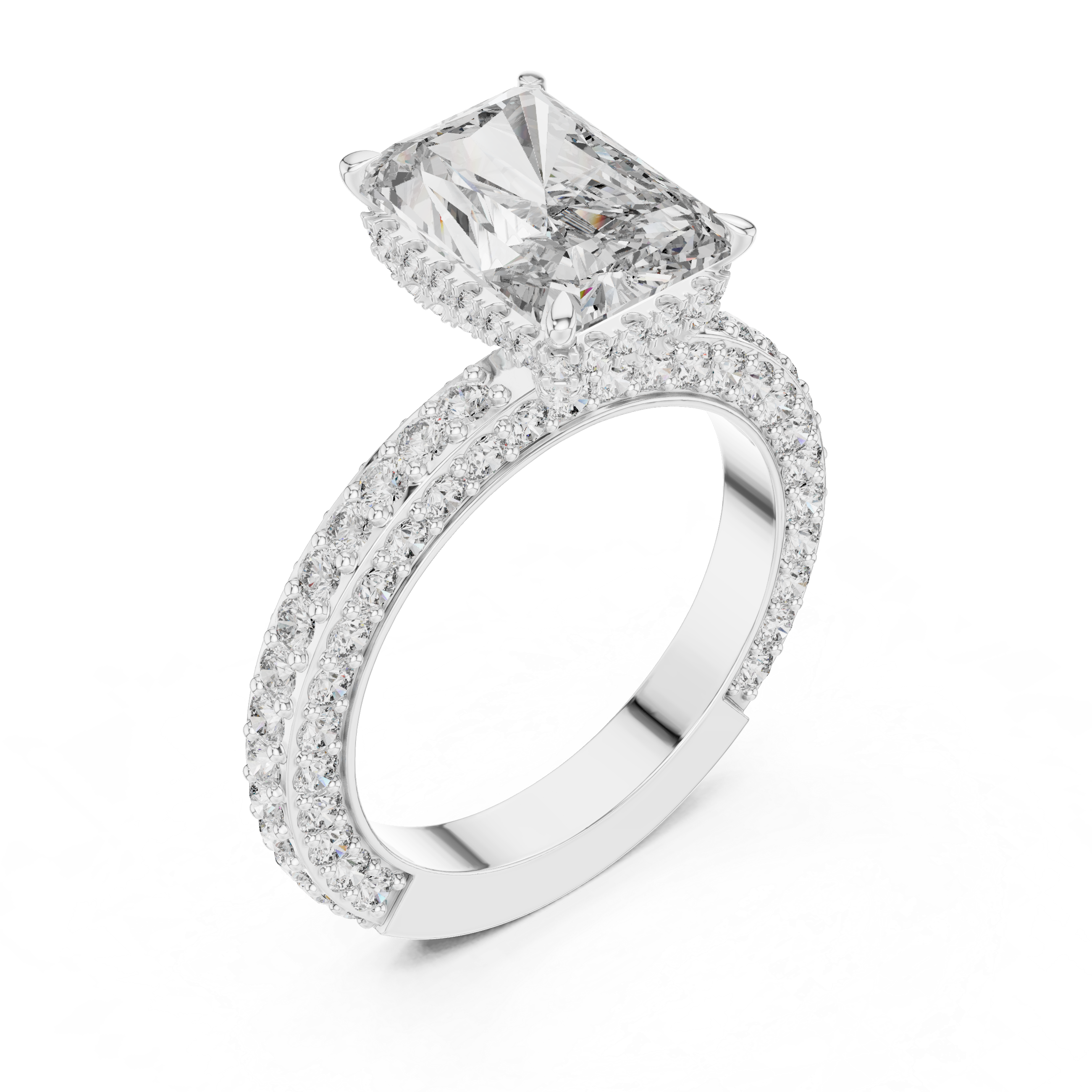 Radiant Cut Hidden Halo Diamond Engagement Ring