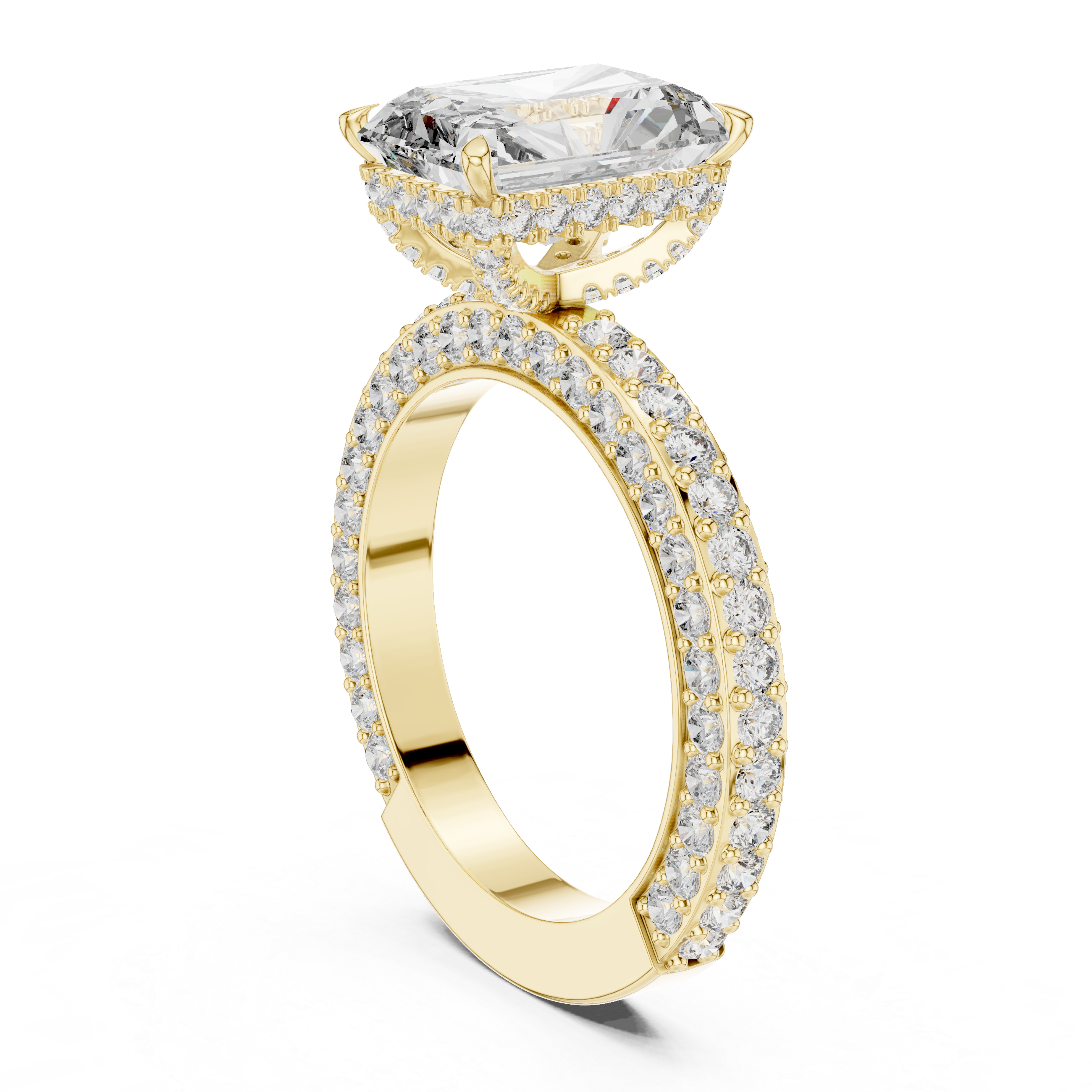 Radiant Cut Hidden Halo Diamond Engagement Ring