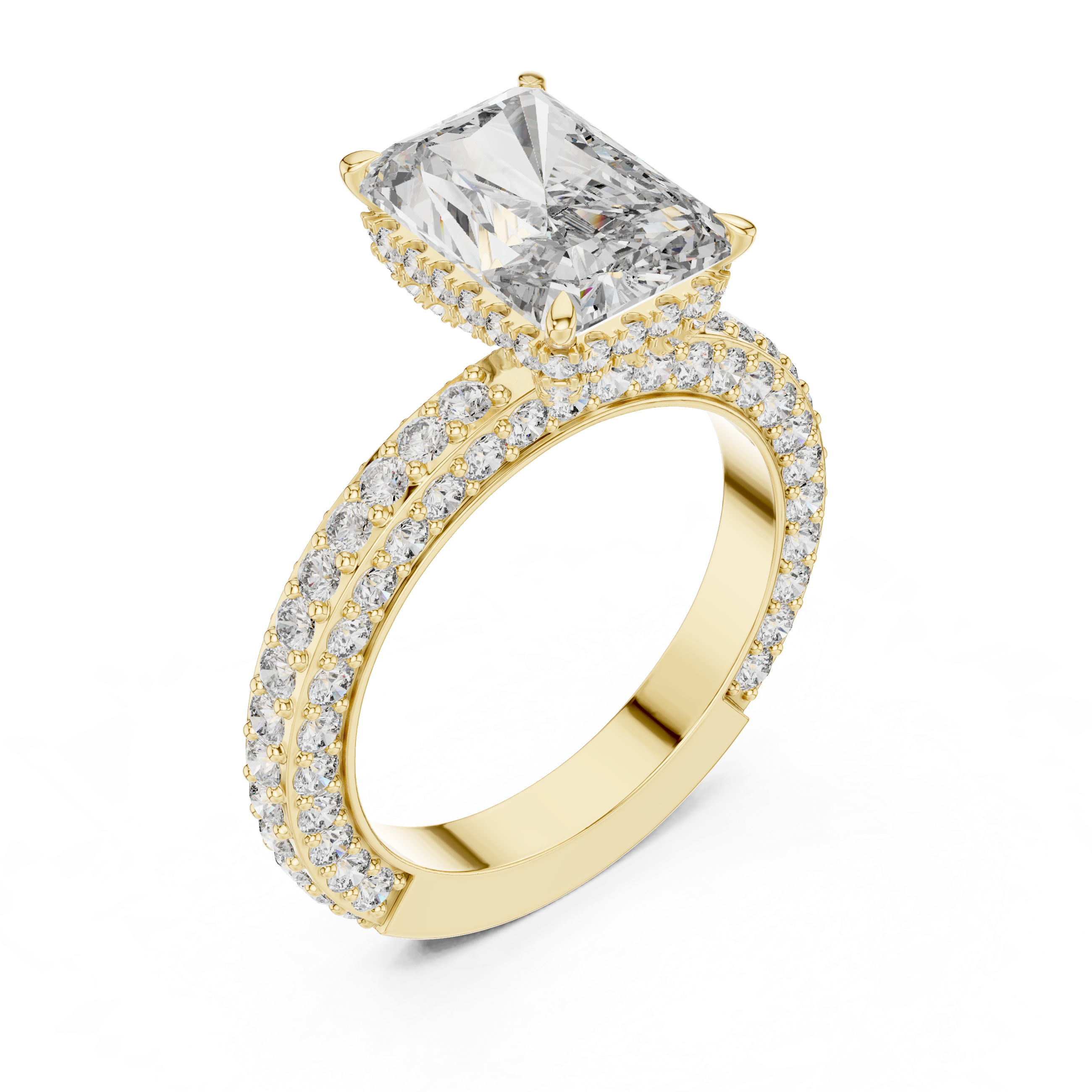 Radiant Cut Hidden Halo Diamond Engagement Ring