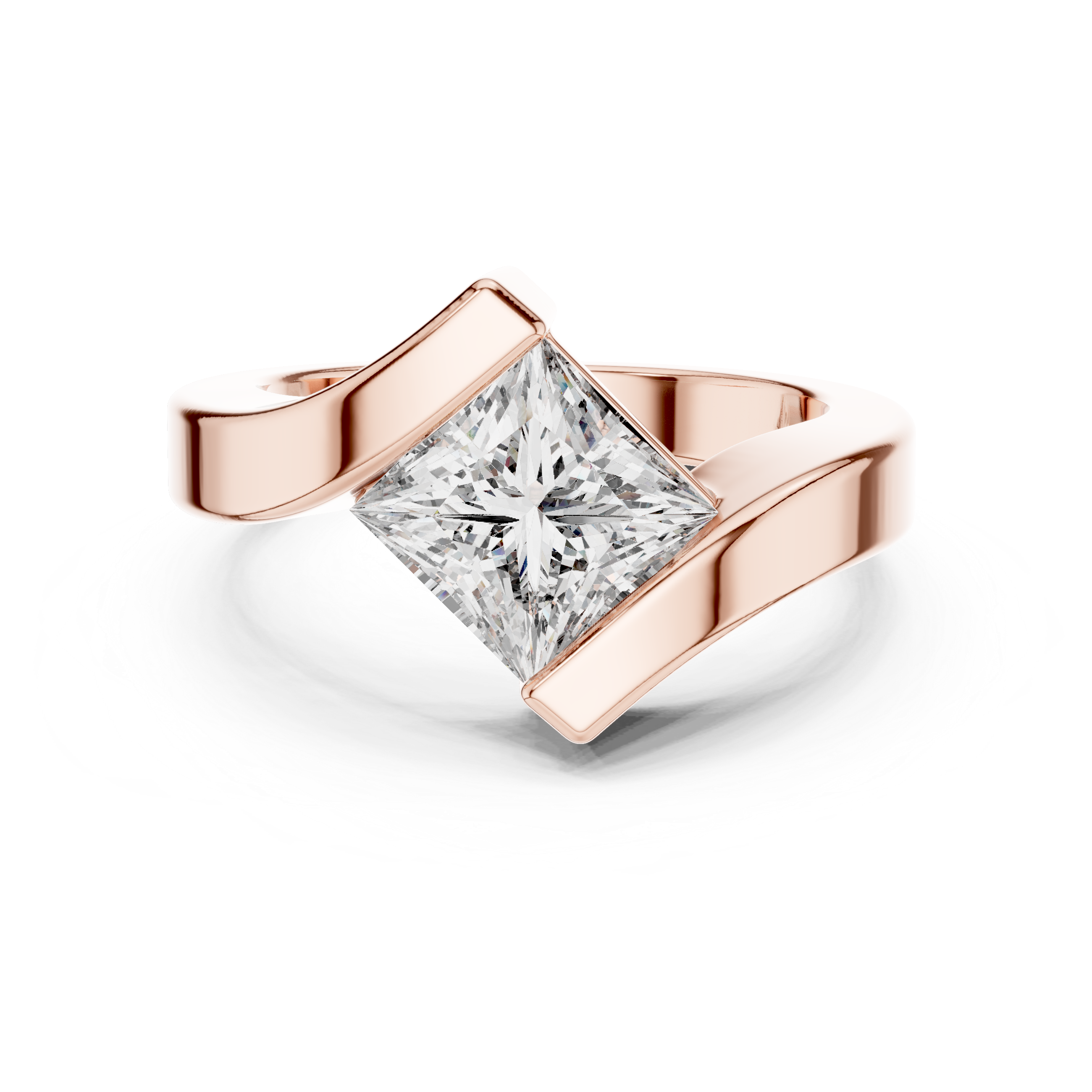 Aura Princess Cut Bypass Diamond Solitaire Ring