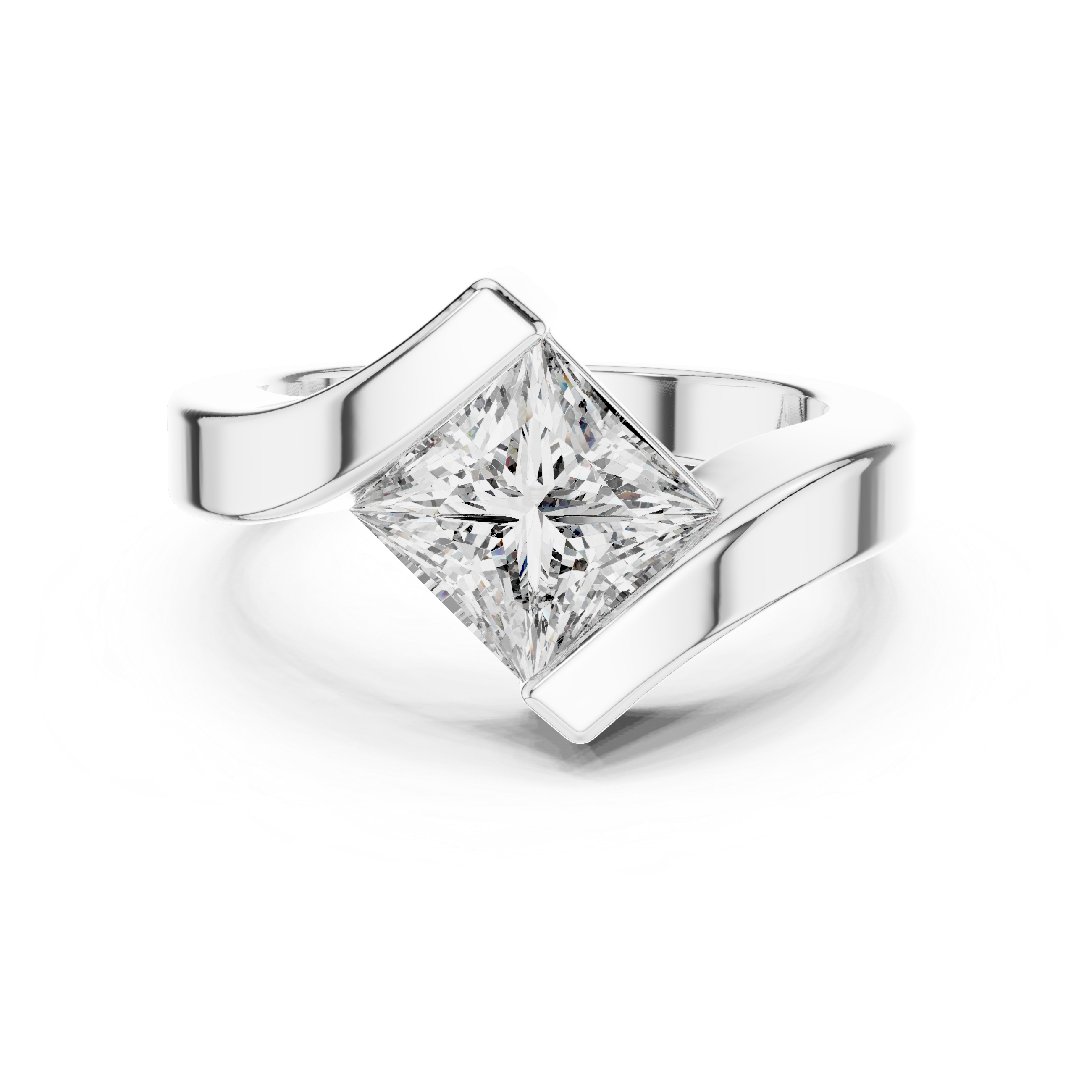 Aura Princess Cut Bypass Diamond Solitaire Ring