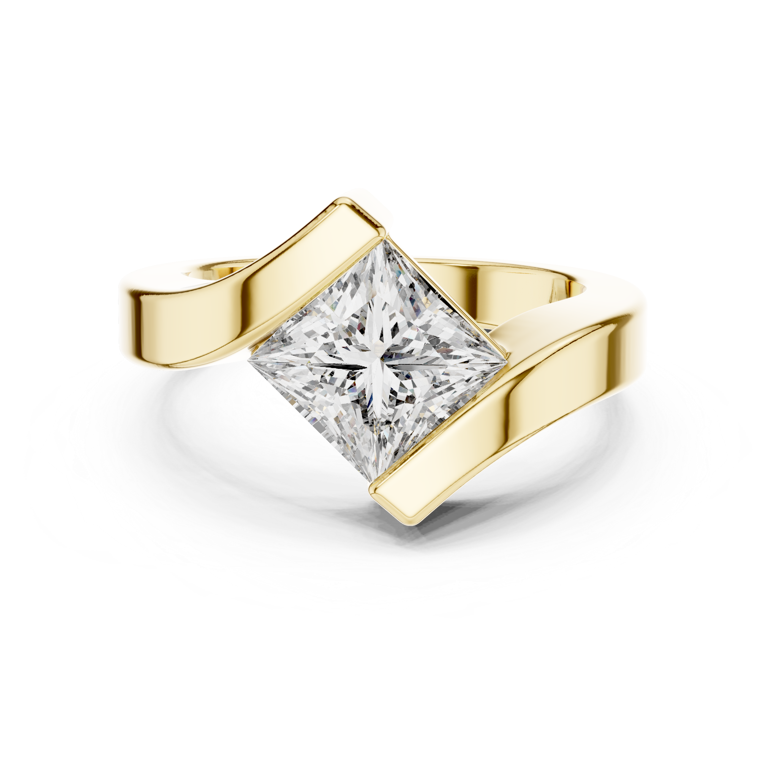 Aura Princess Cut Bypass Diamond Solitaire Ring