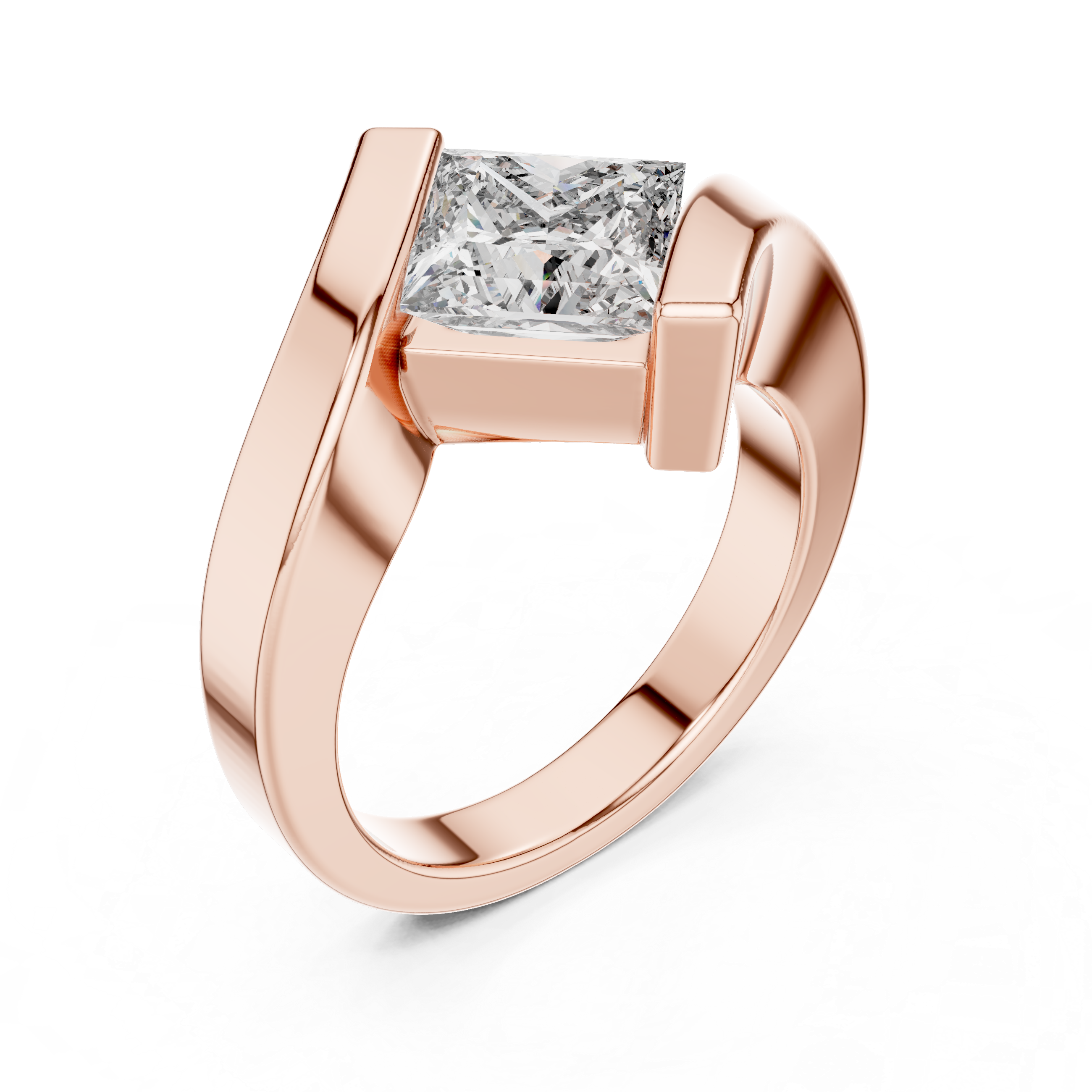 Aura Princess Cut Bypass Diamond Solitaire Ring