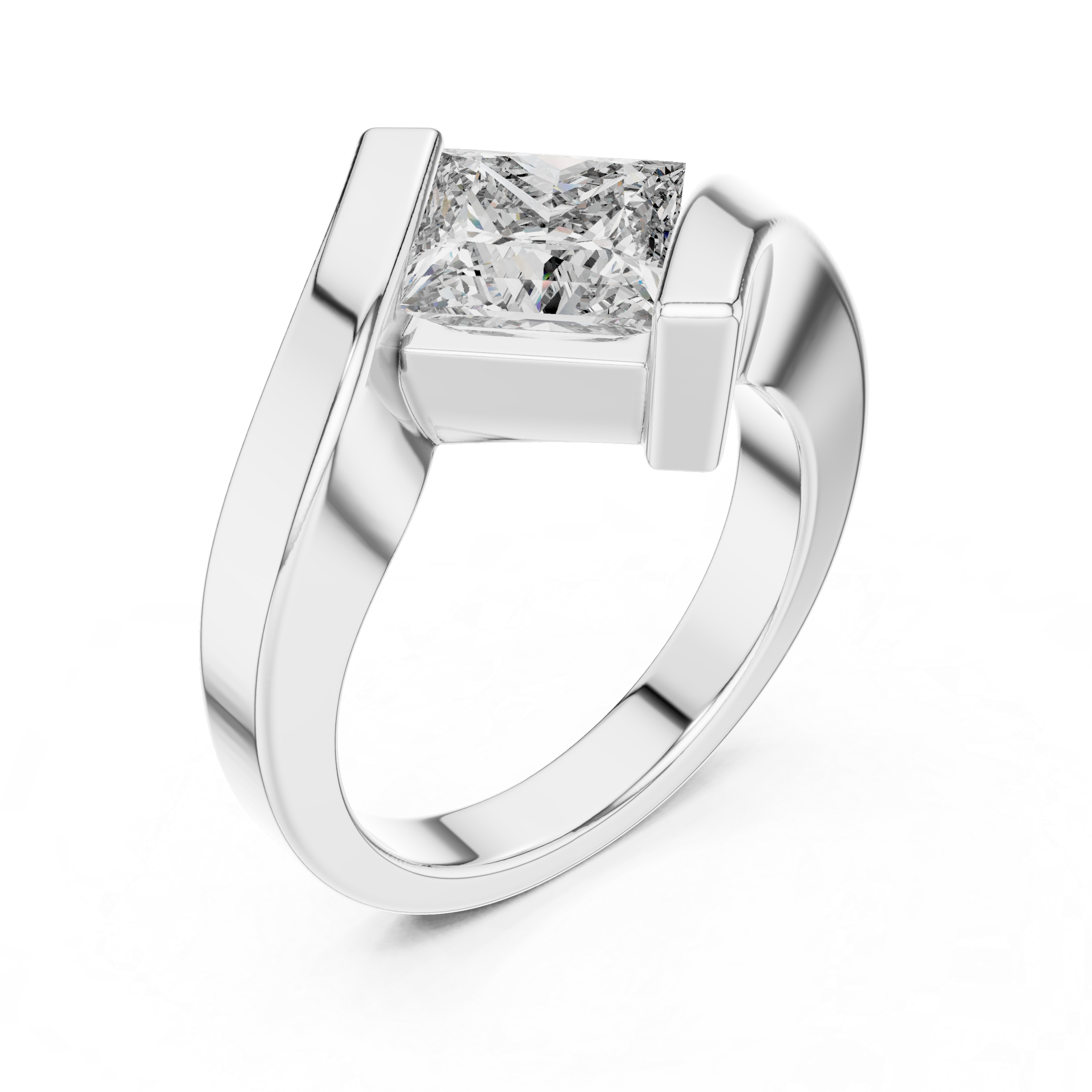 Aura Princess Cut Bypass Diamond Solitaire Ring
