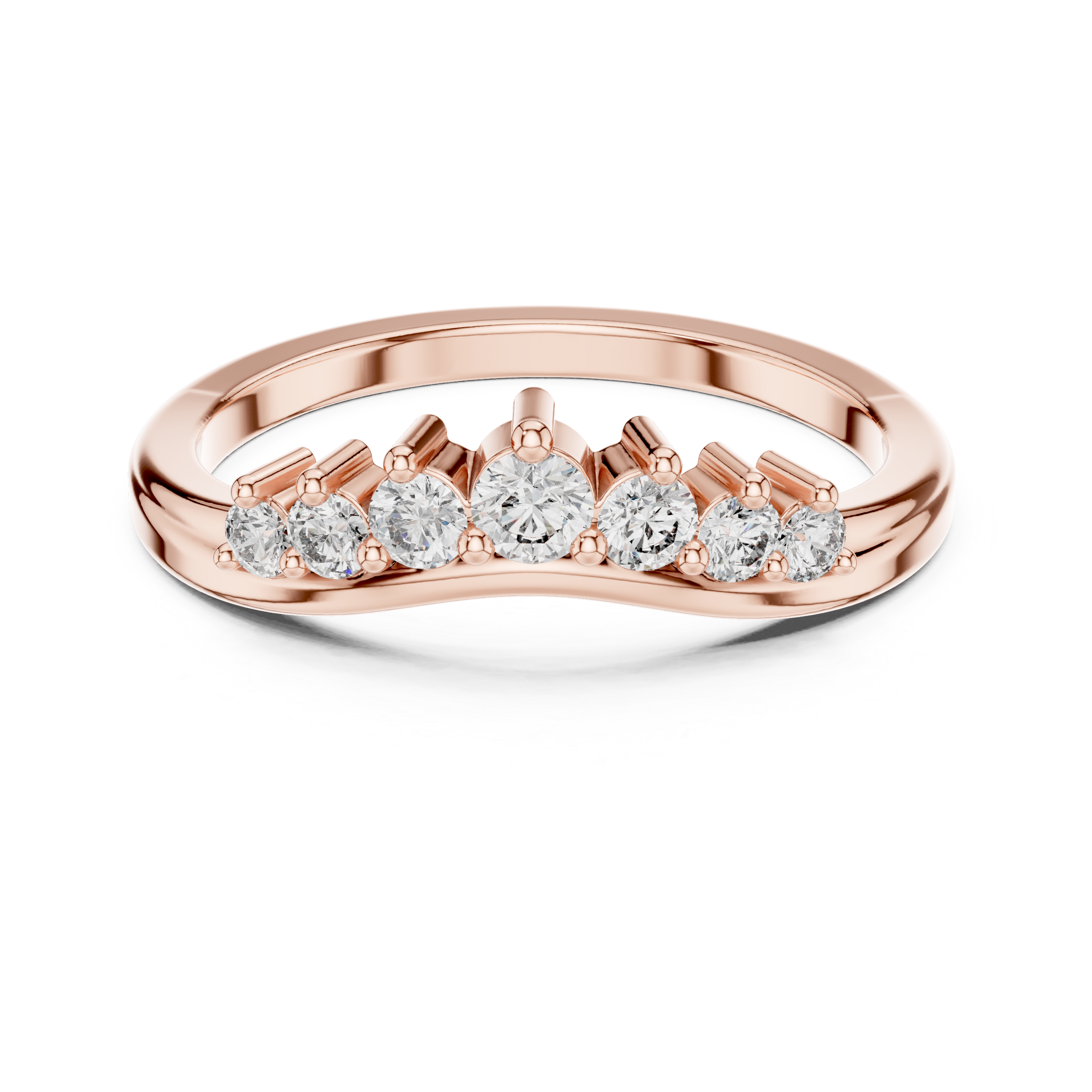 curved seven-stone diamond ring