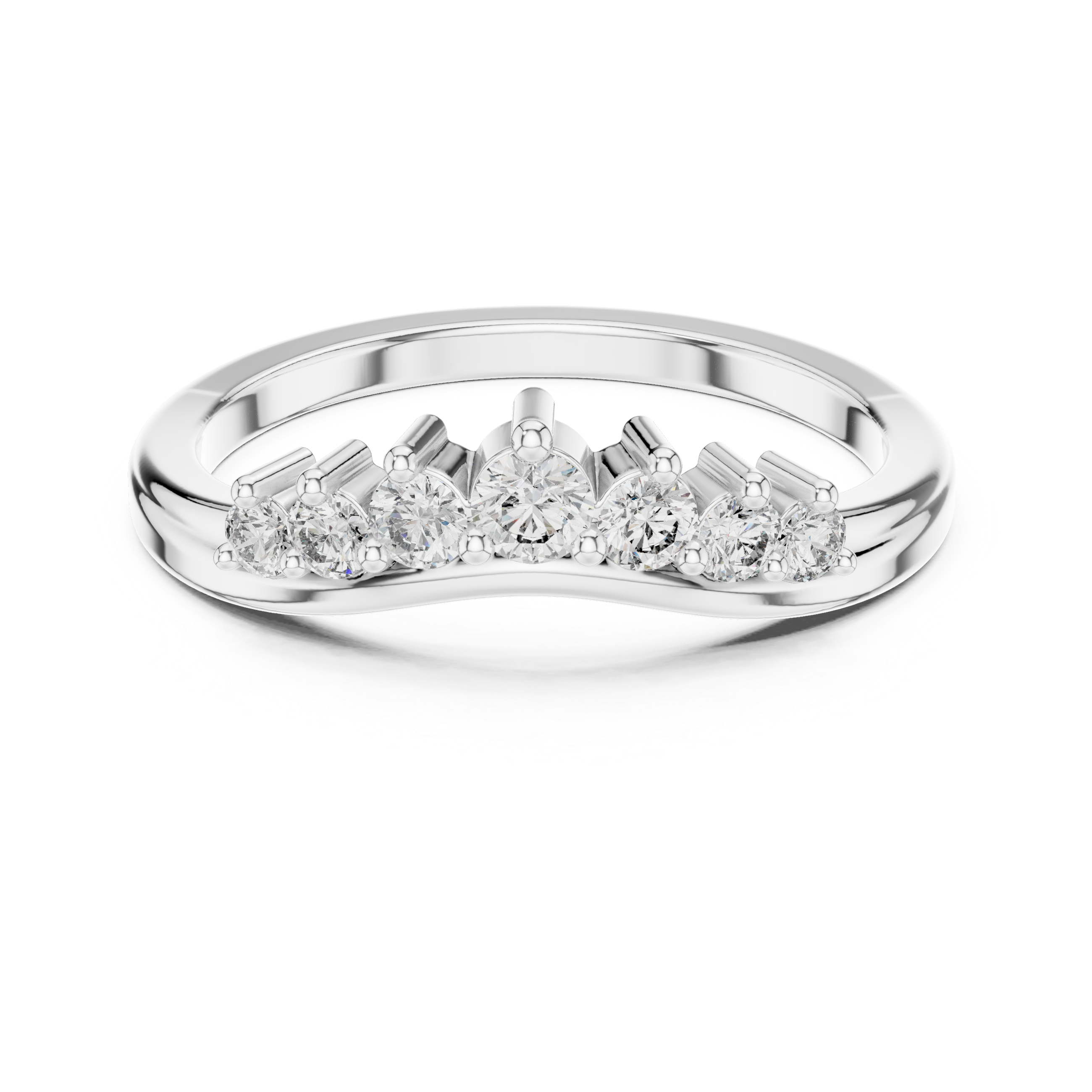 curved seven-stone diamond ring
