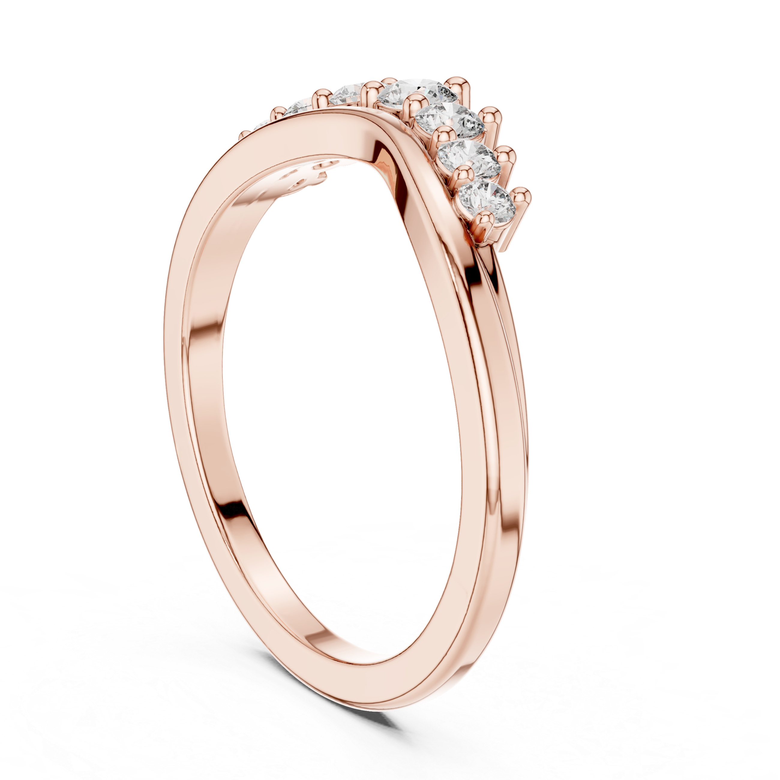 curved seven-stone diamond ring