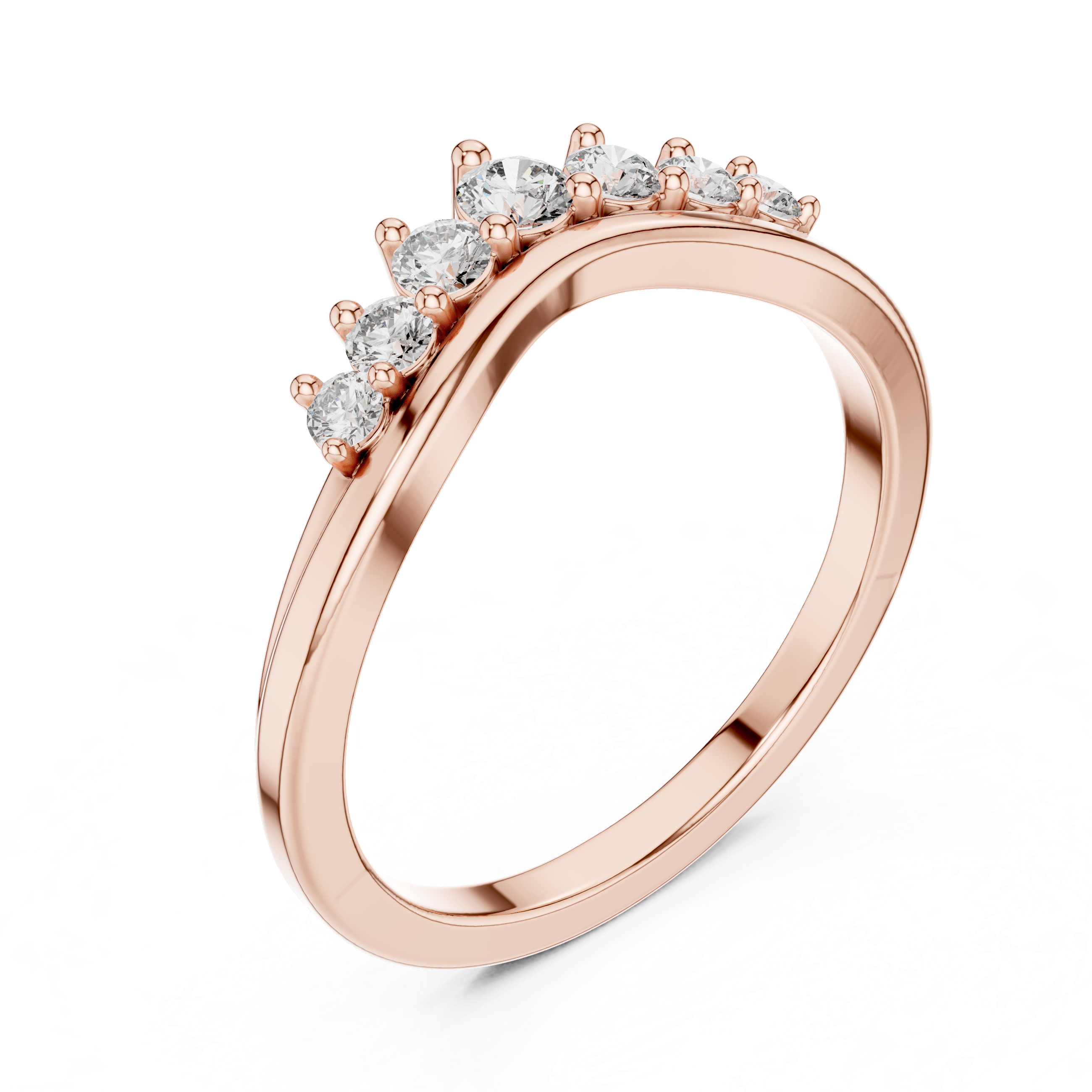 curved seven-stone diamond ring