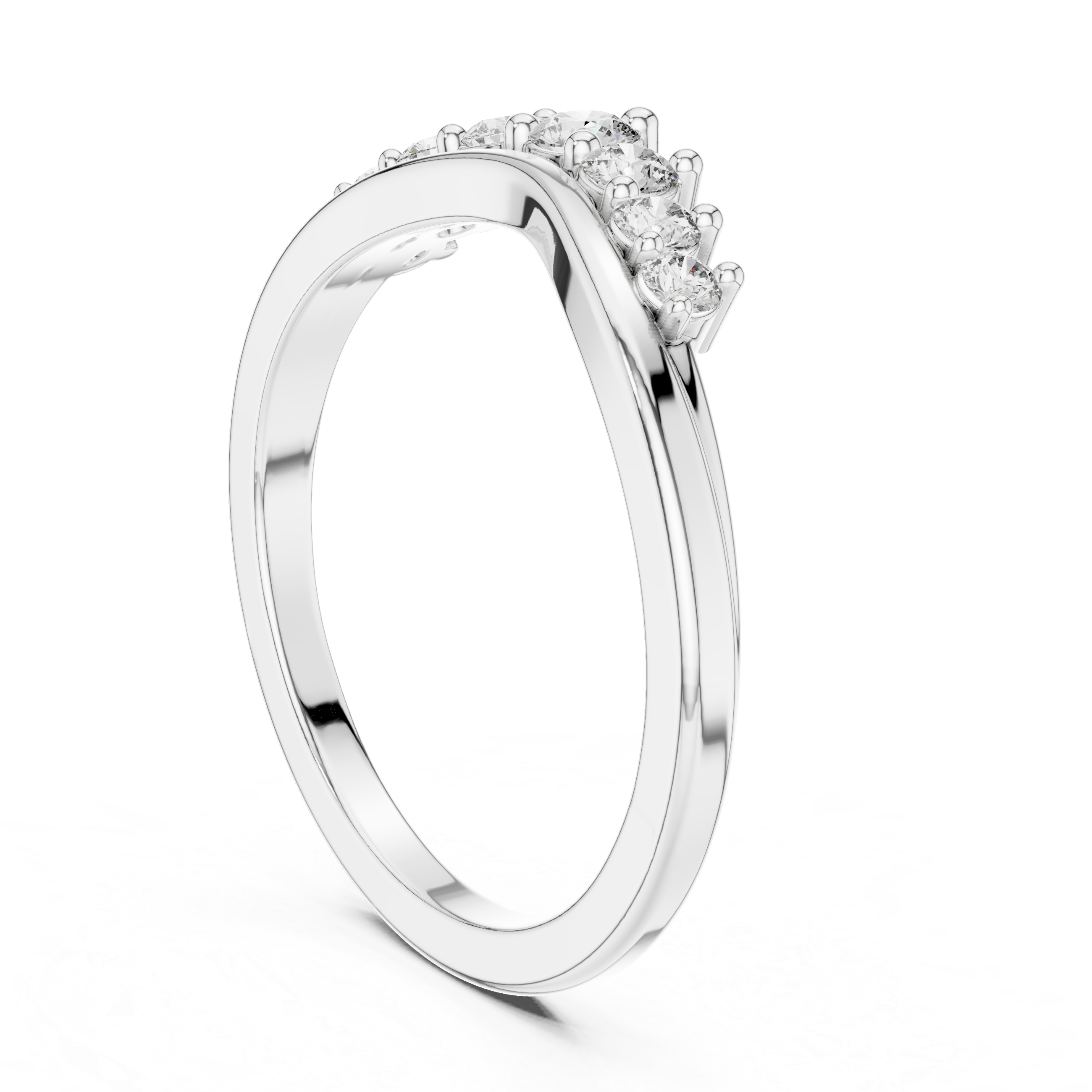 curved seven-stone diamond ring