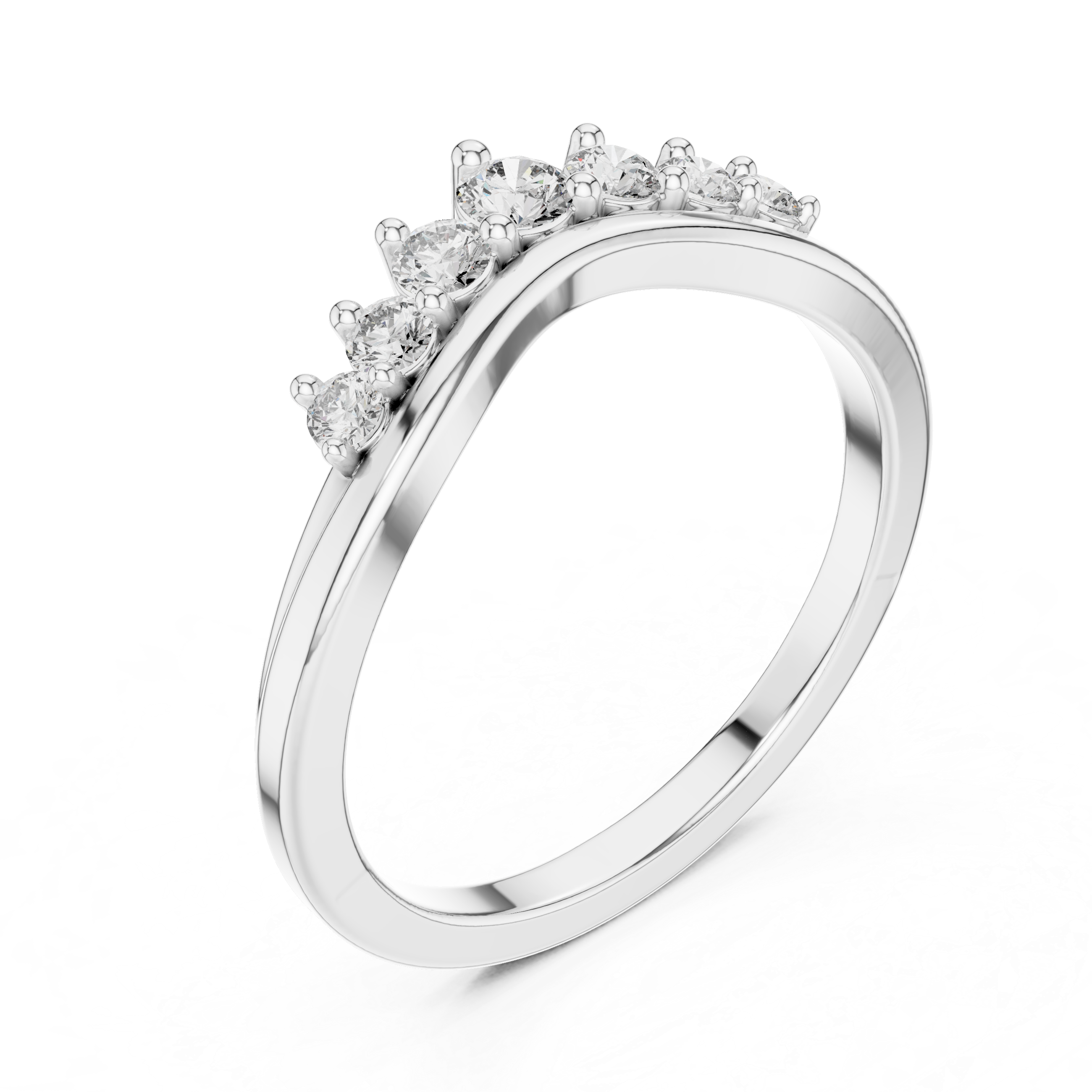 curved seven-stone diamond ring