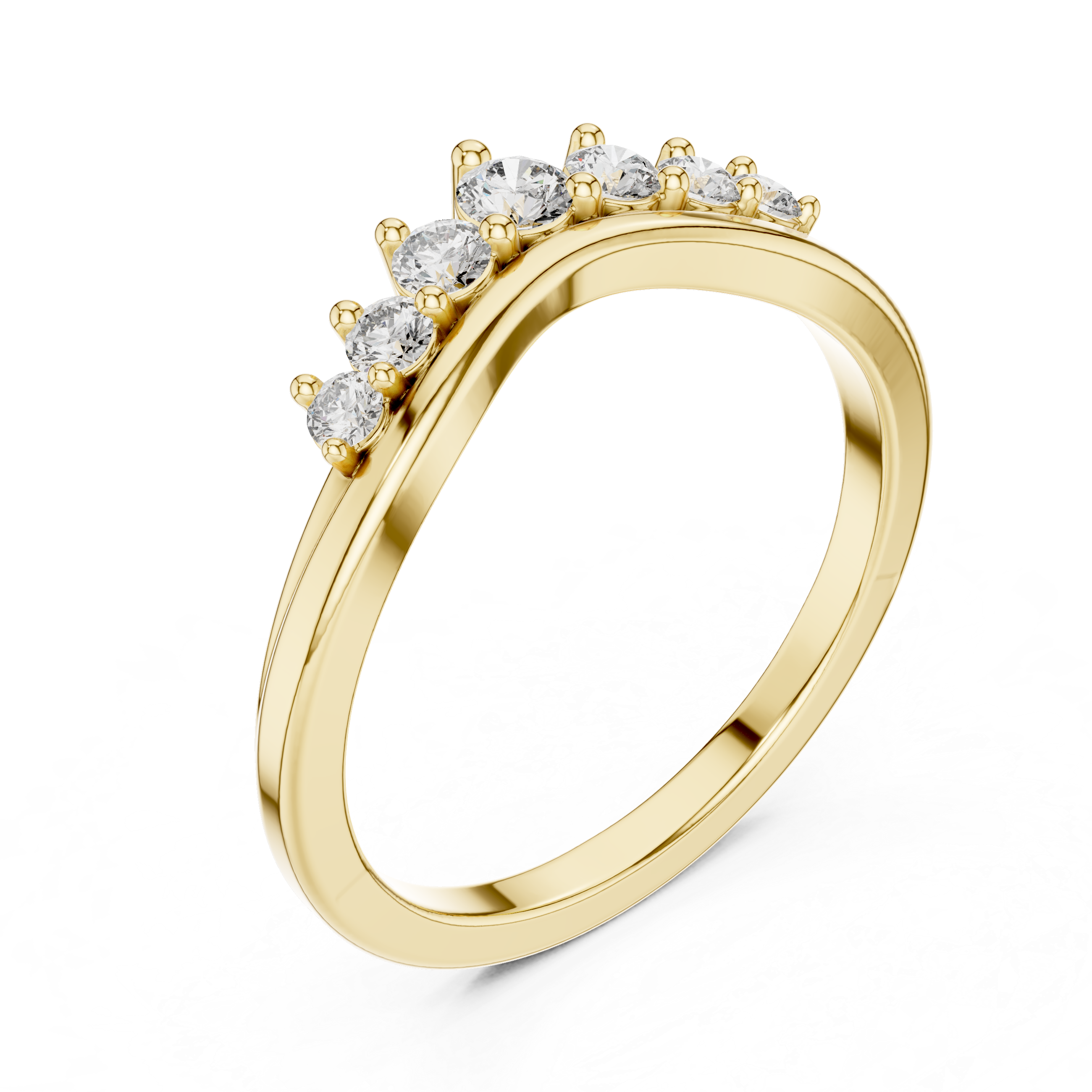 curved seven-stone diamond ring