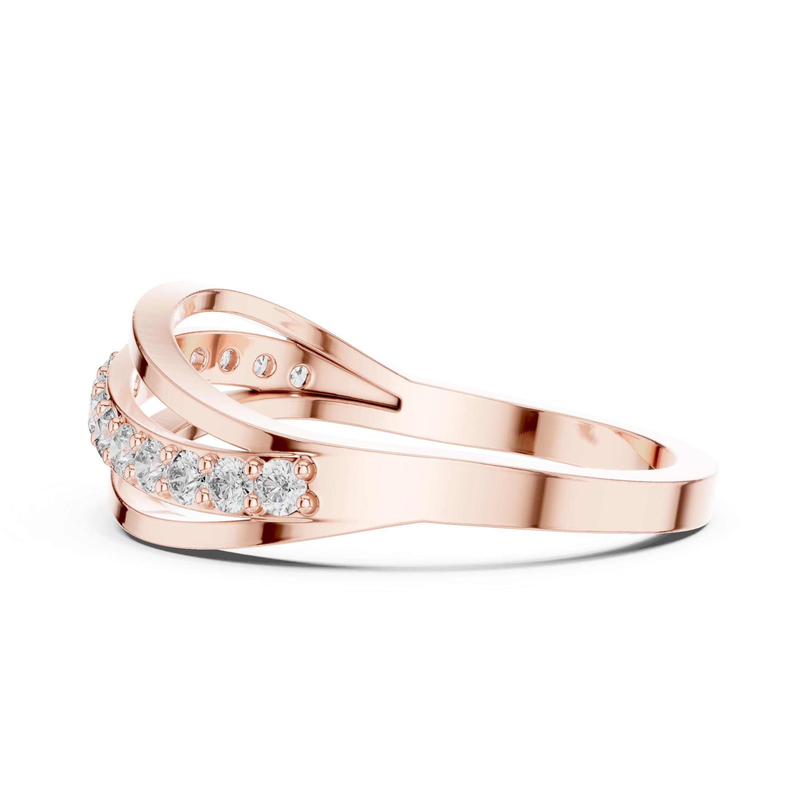 modern crossover bypass diamond ring