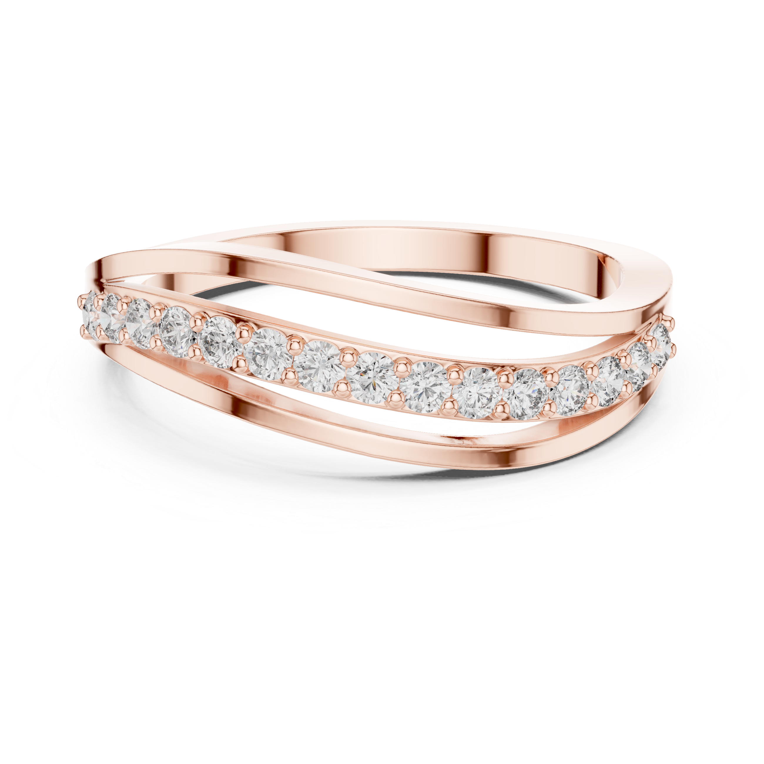 modern crossover bypass diamond ring