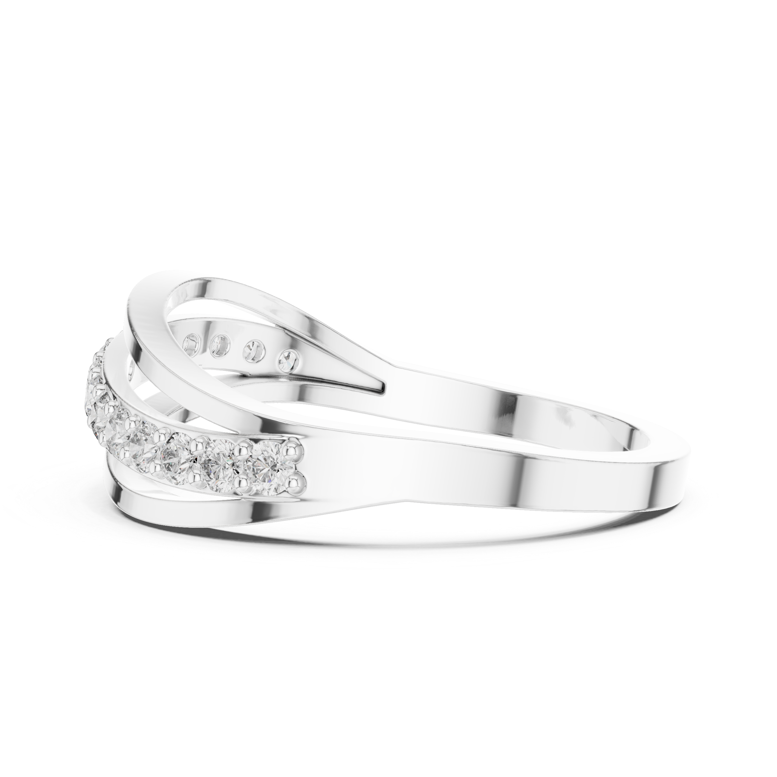 modern crossover bypass diamond ring