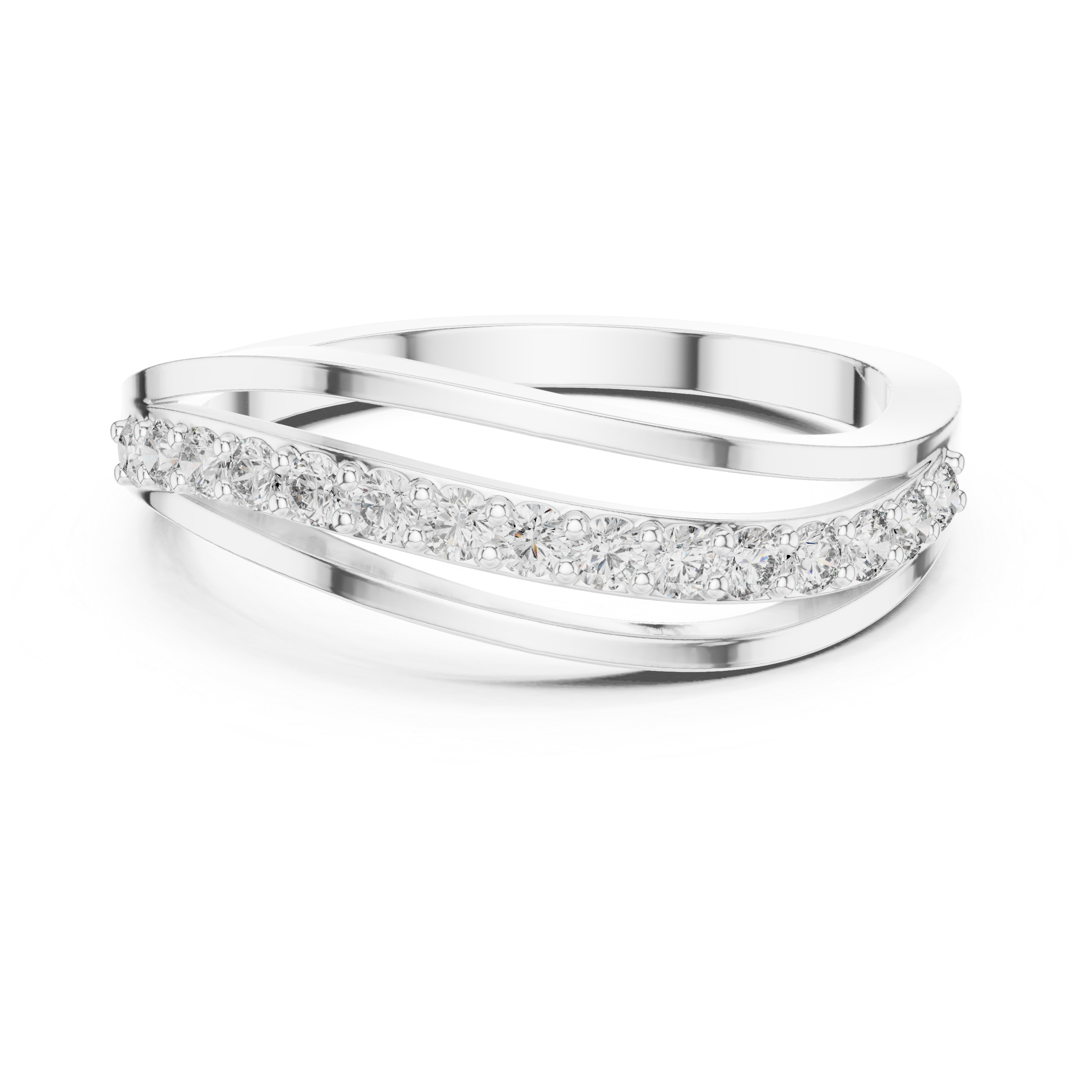 modern crossover bypass diamond ring