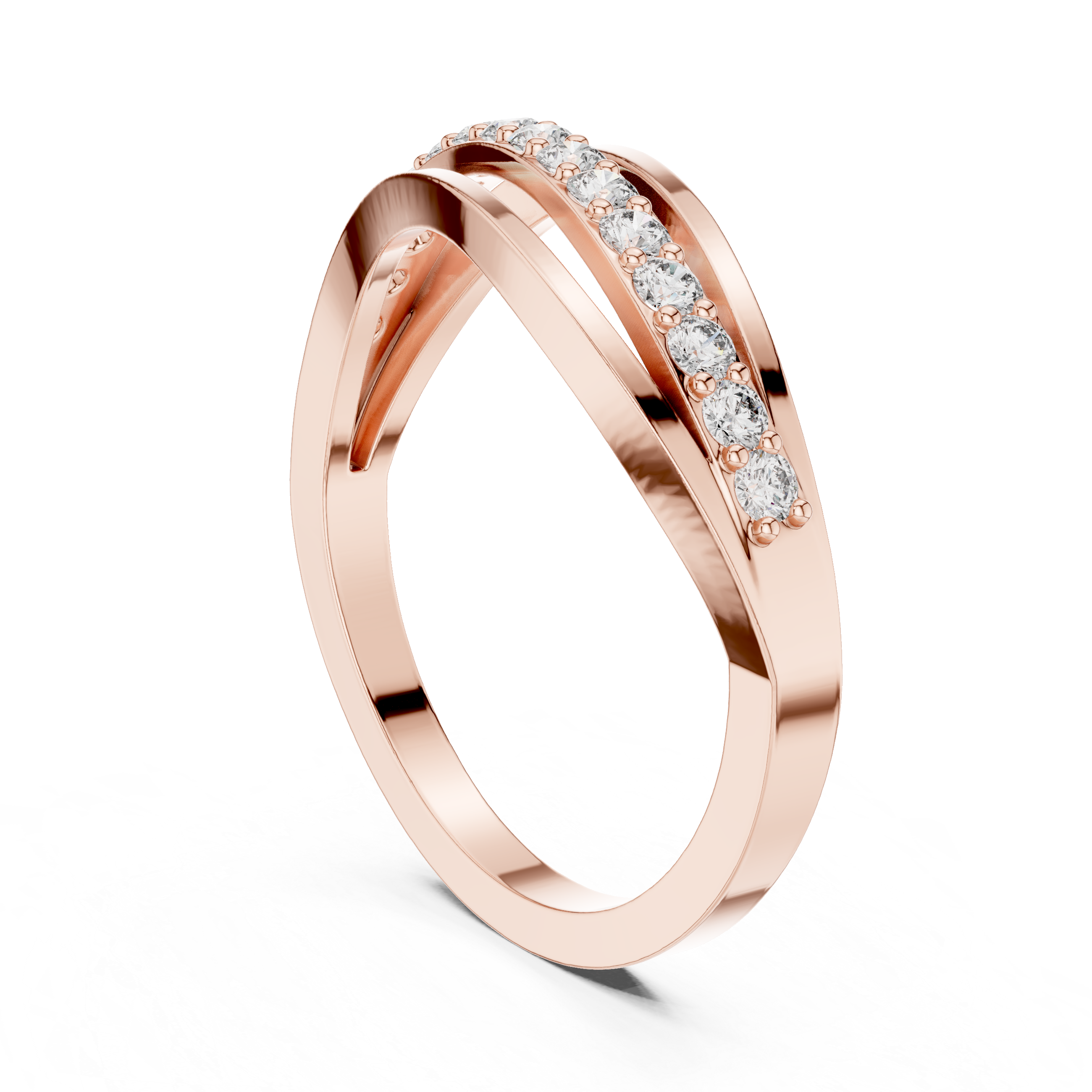 modern crossover bypass diamond ring