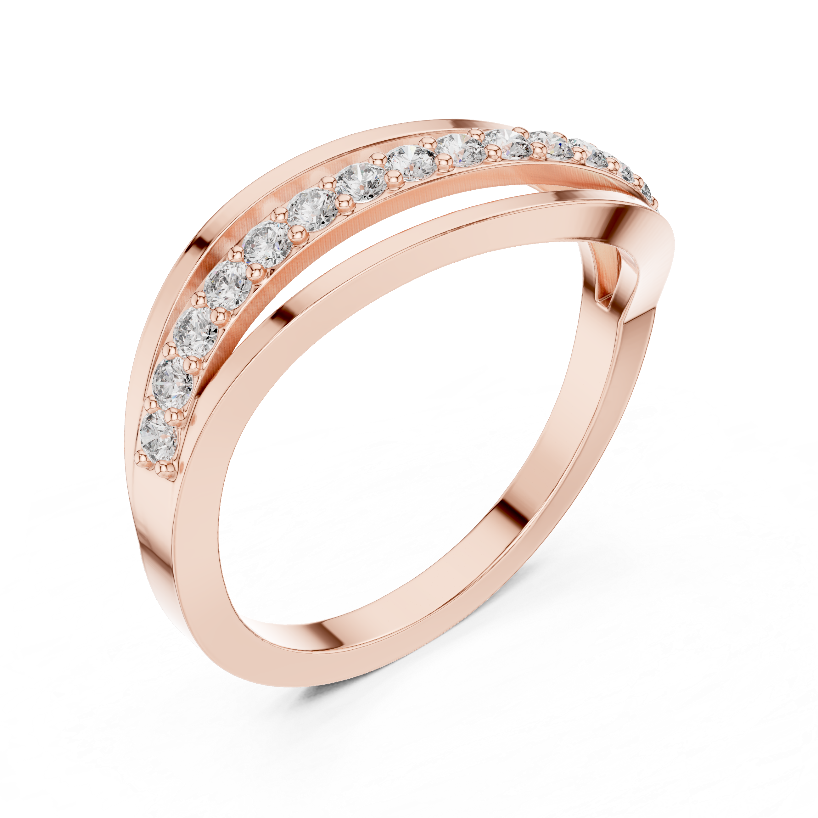 modern crossover bypass diamond ring