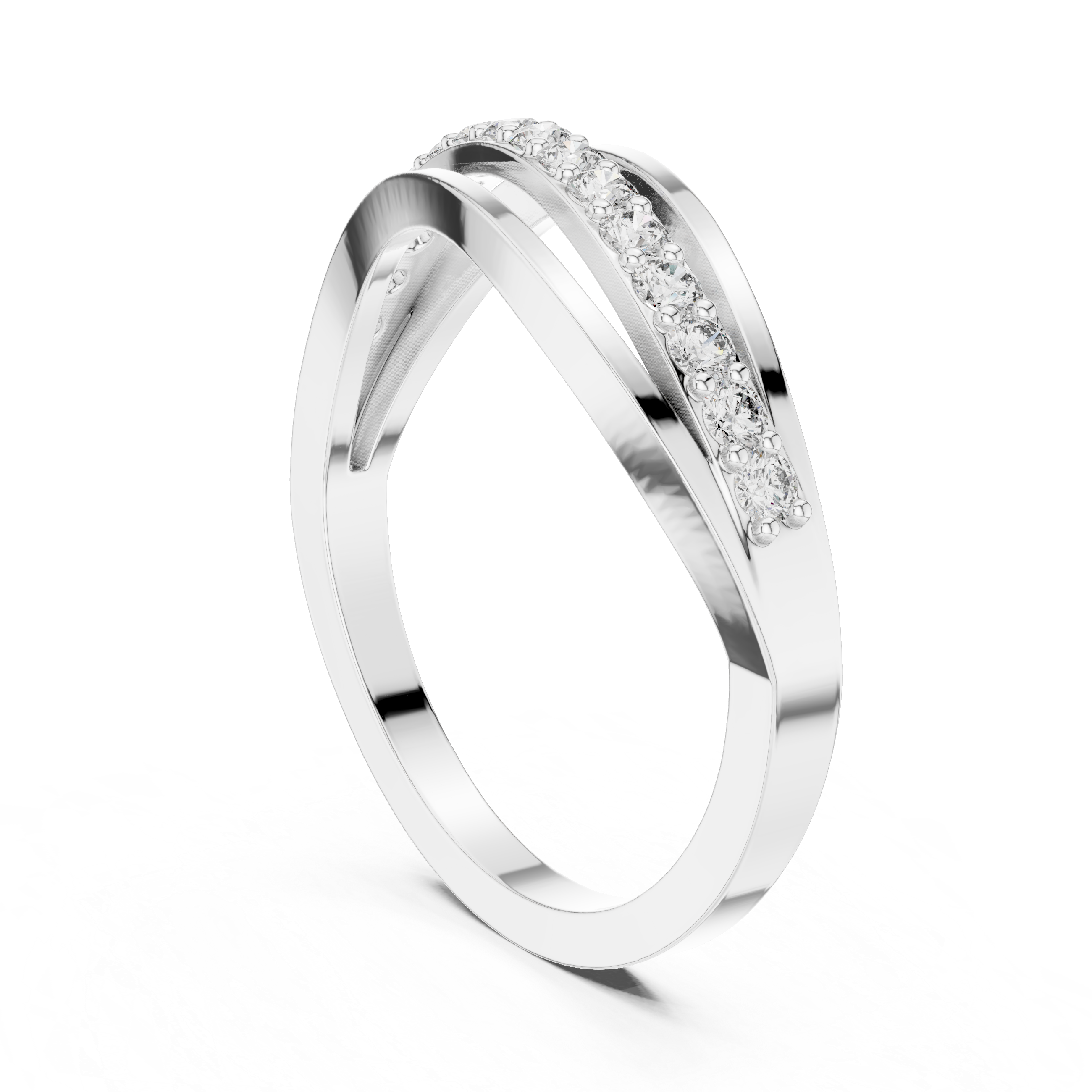 modern crossover bypass diamond ring