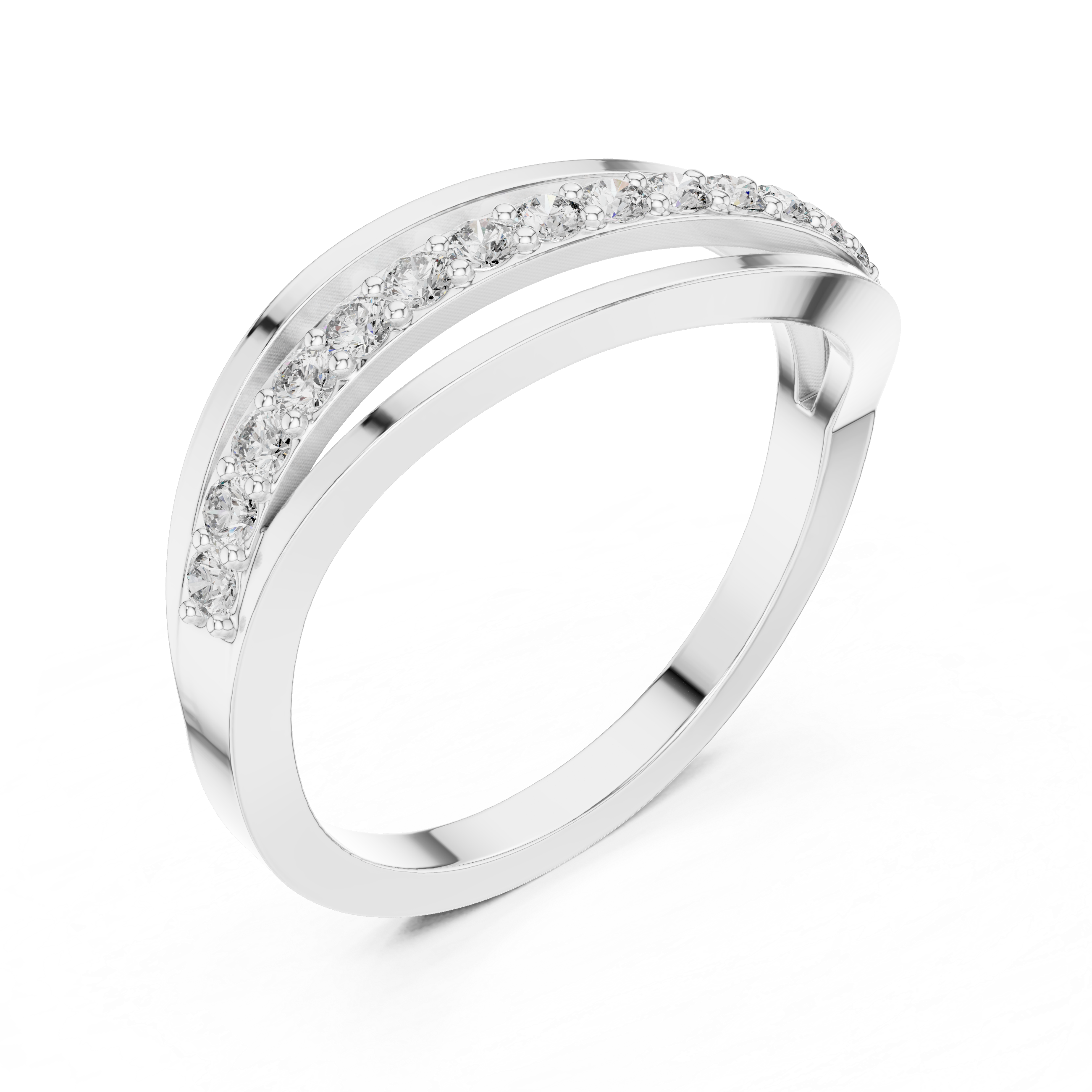 modern crossover bypass diamond ring